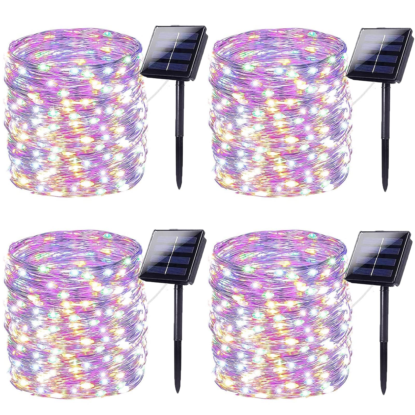 Ideaals Solar String Lights Outdoor, 4-Pack Each 72Ft 200 Led, Solar Twinkle Lights Outdoor Waterproof With 8 Modes, Copper Wire Solar Fairy Lights For Tree Outside Decorations (Multicolor)
