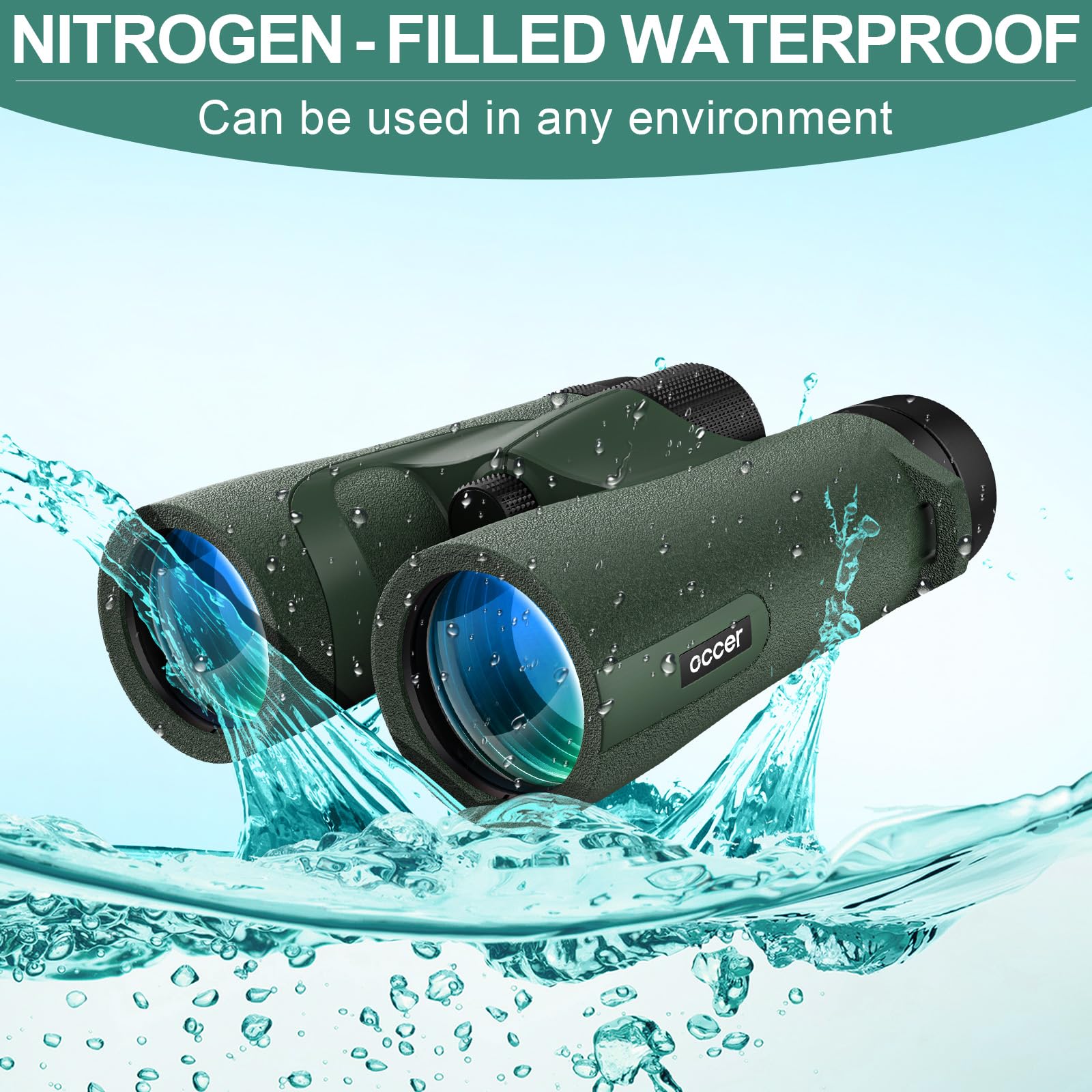 Occer 10X42 Professional Binoculars Adults, Easy Focus Compact Binoculars With Shoulder Strap Carrying Bag, Waterproof Premium Optics Binocular Perfect For Hunting Cruise Ship