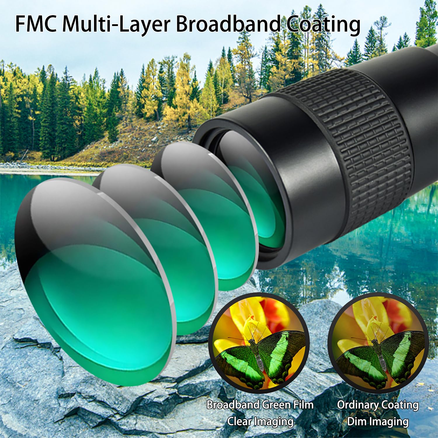 Komire Monocular Telescope 10×300-40, Compatible For Mobile Phones Compact Monoculars With Bak4 High-Transparency Prism Fmc Coating For Bird Watching Camping Hiking