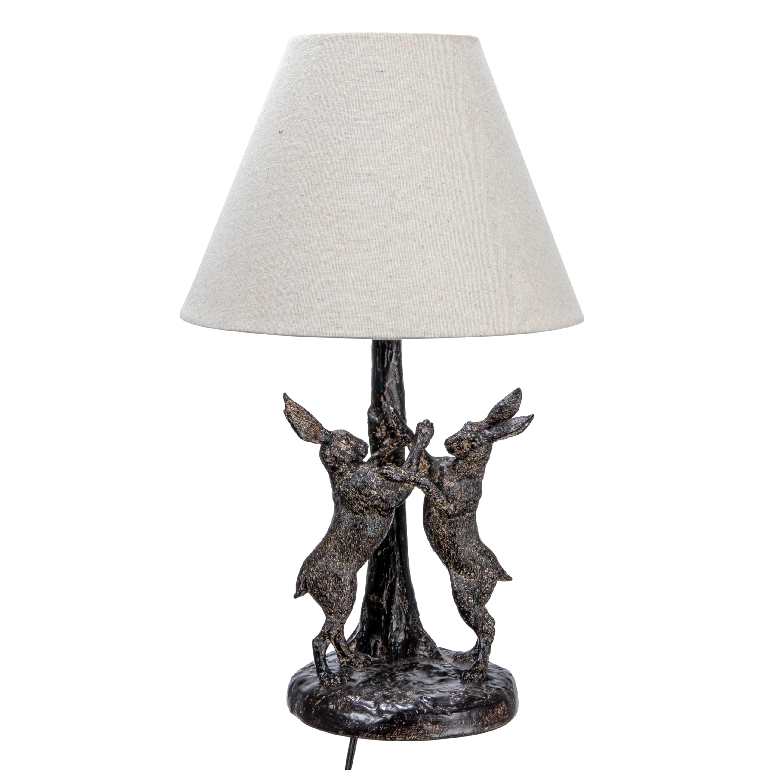 Creative Co-Op Ec1464 Bunny Rabbit Linen Empire Shade, Brown And Natural Table Lamp