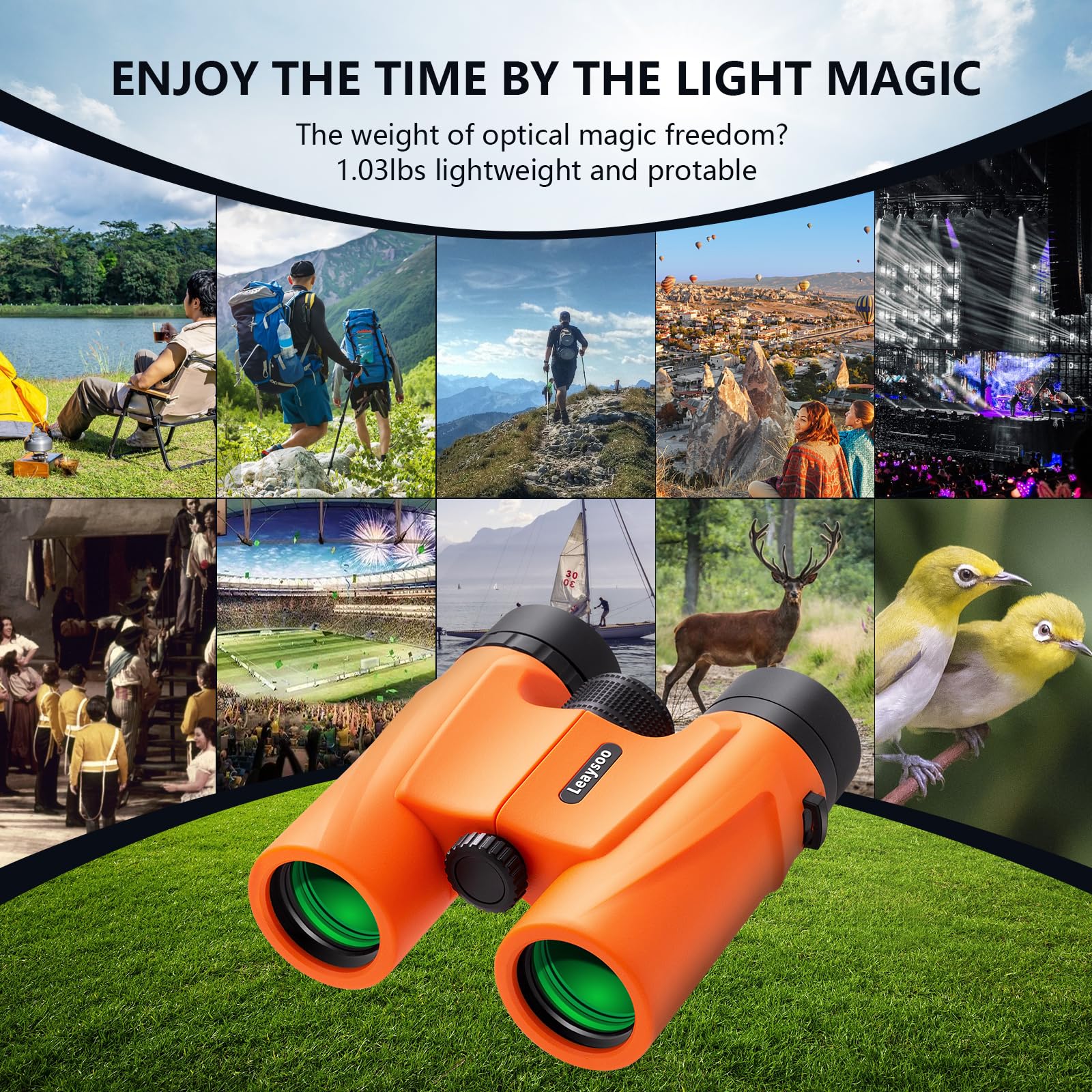 Leaysoo Compact Binoculars For Adults & Kids, High Powered Small Binoculars, Bak-4 Fmc Clear Low Light Vision, Waterproof For Bird Watching, Concerts, Cruise Ship
