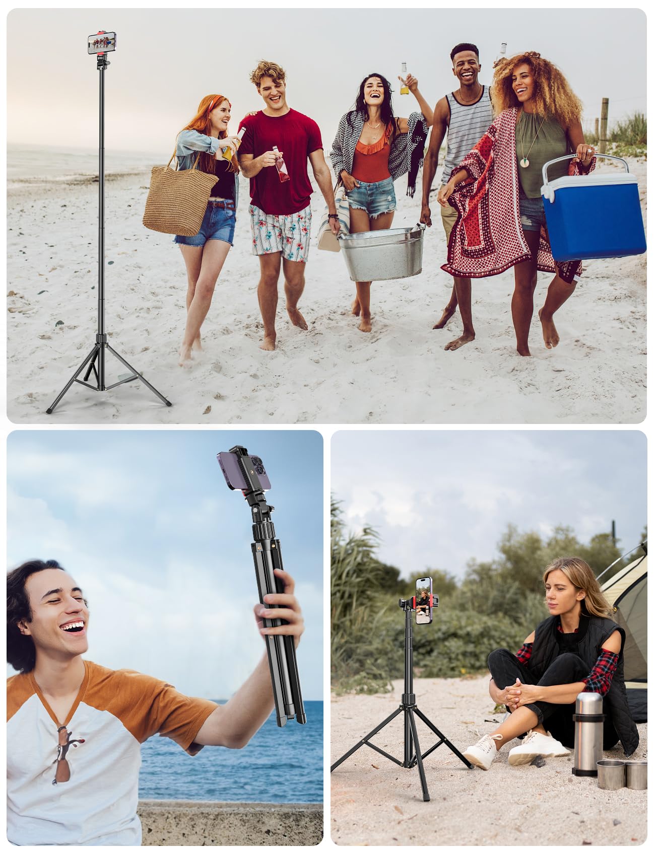 Pnitri 71'' Phone Tripod Stand, Extendable Reinforced Aluminum Phone Stand With Wireless Remote, Stable Cellphone Tripod Compatible With Iphone 15/14/13 Galaxy S23/S22 Huawei.
