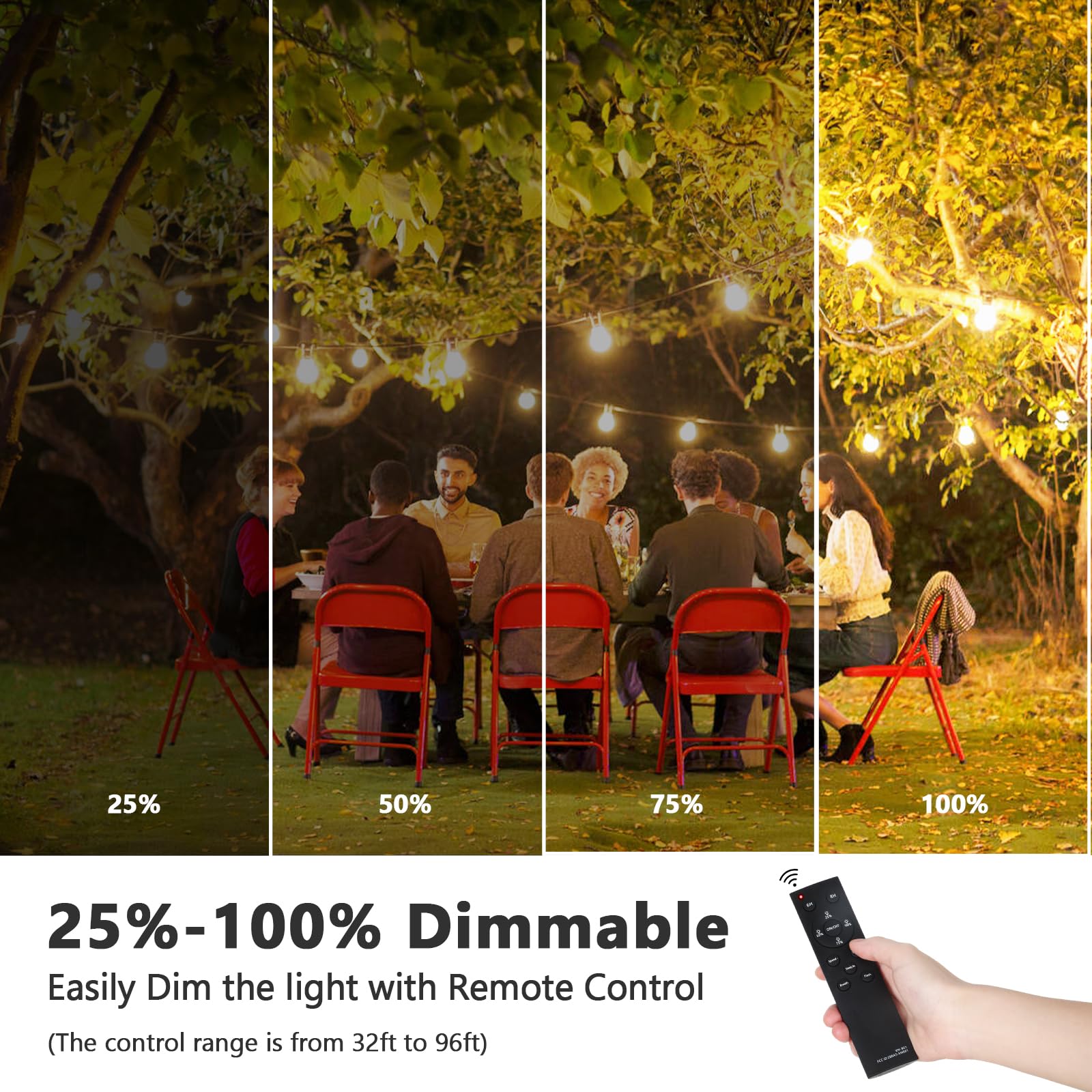 Beslowe 48Ft S14 Solar String Lights Outdoor With Remote Controller, Solar Powered Patio Lights Waterproof With Led Edison Bulbs, Dimmable Hanging Lights For Outside Backyard Porch, Usb Rechargeable
