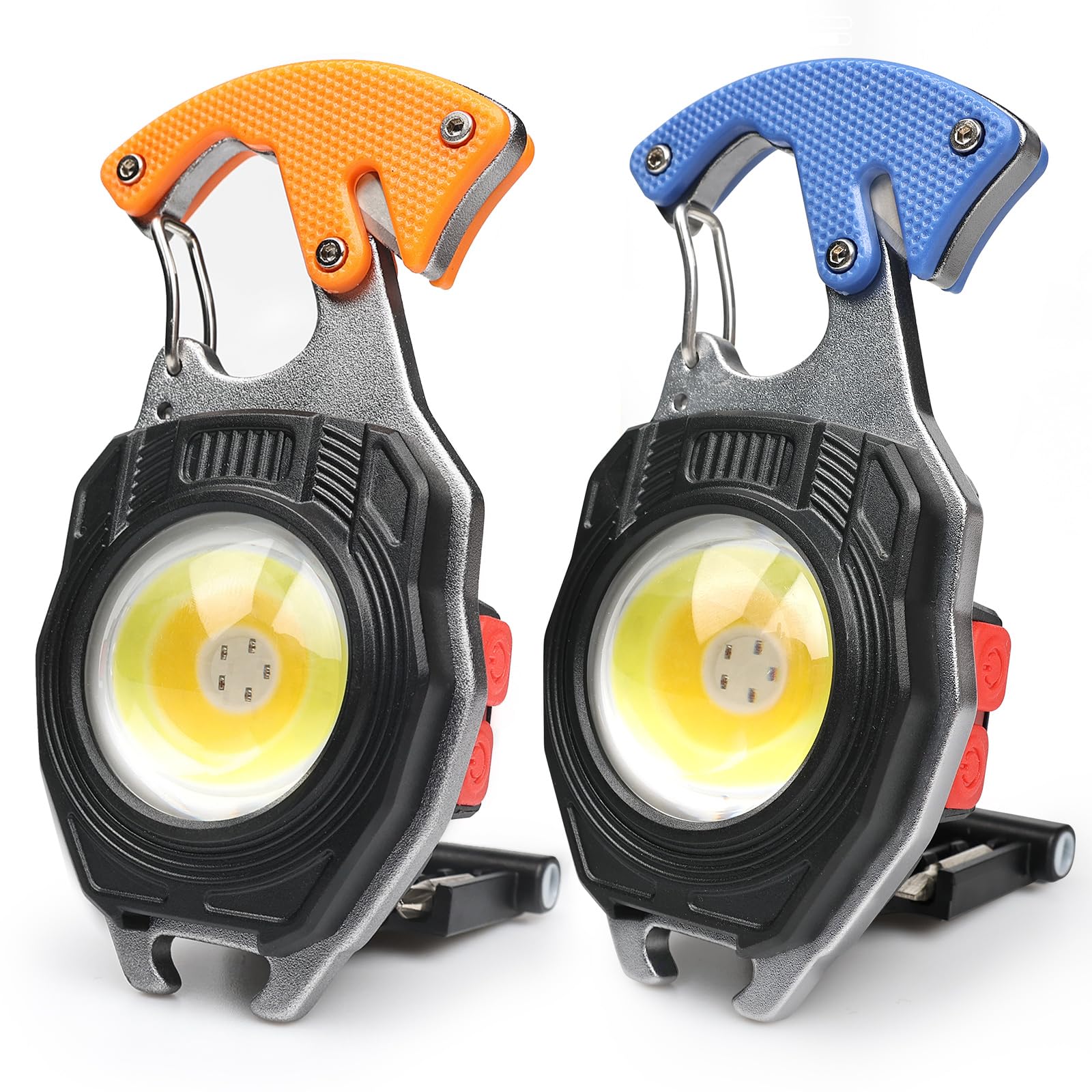Makdak Keychain Flashlight - 2Pc Arabiner Flashlight Tool Cob Keychain Work Light 7 Light Modes 1600Lumen Flashlights For Emergencies Small Led Flashlight Usb Light Work Light Orange And Blue