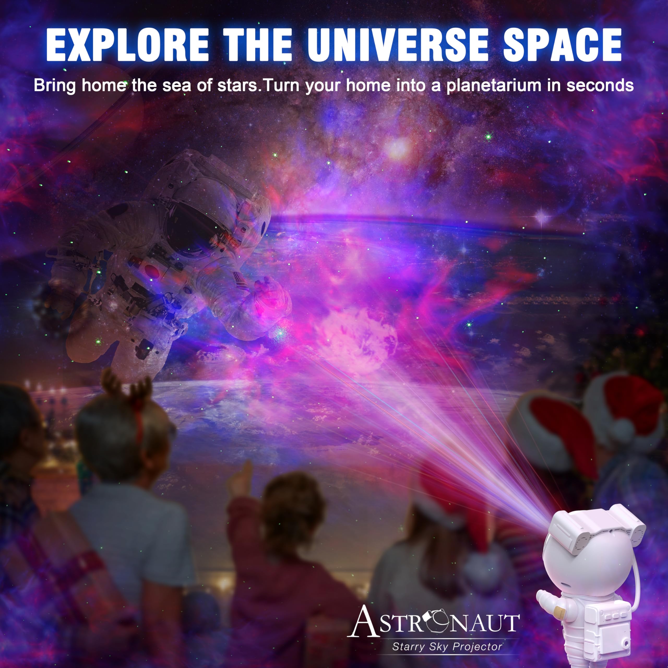 Joyradia Astronaut Star Projector Galaxy Night Light (App Control),Cosmic Spaceman Projector, Led Nebula Ceiling Lamp With Astronaut Theme (No Remote)
