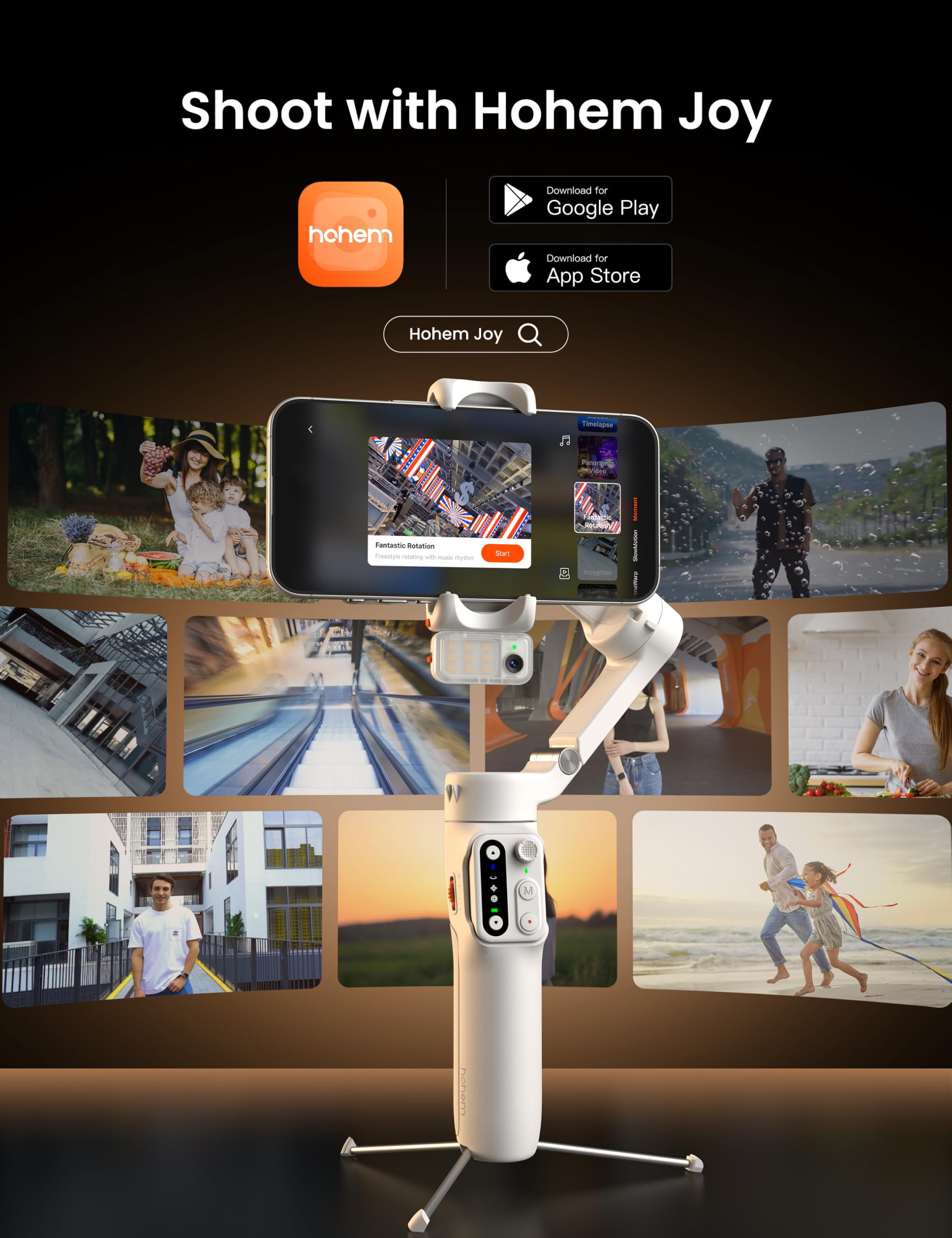 Hohem Isteady V3 Phone Gimbal Stabilizer, Magnetic Ai Tracking Sensor With Fill Light, Detachable Remote Control, Built-In Extension Rod And Tripod, Foldable 3-Axis Stabilization Gimbal, White