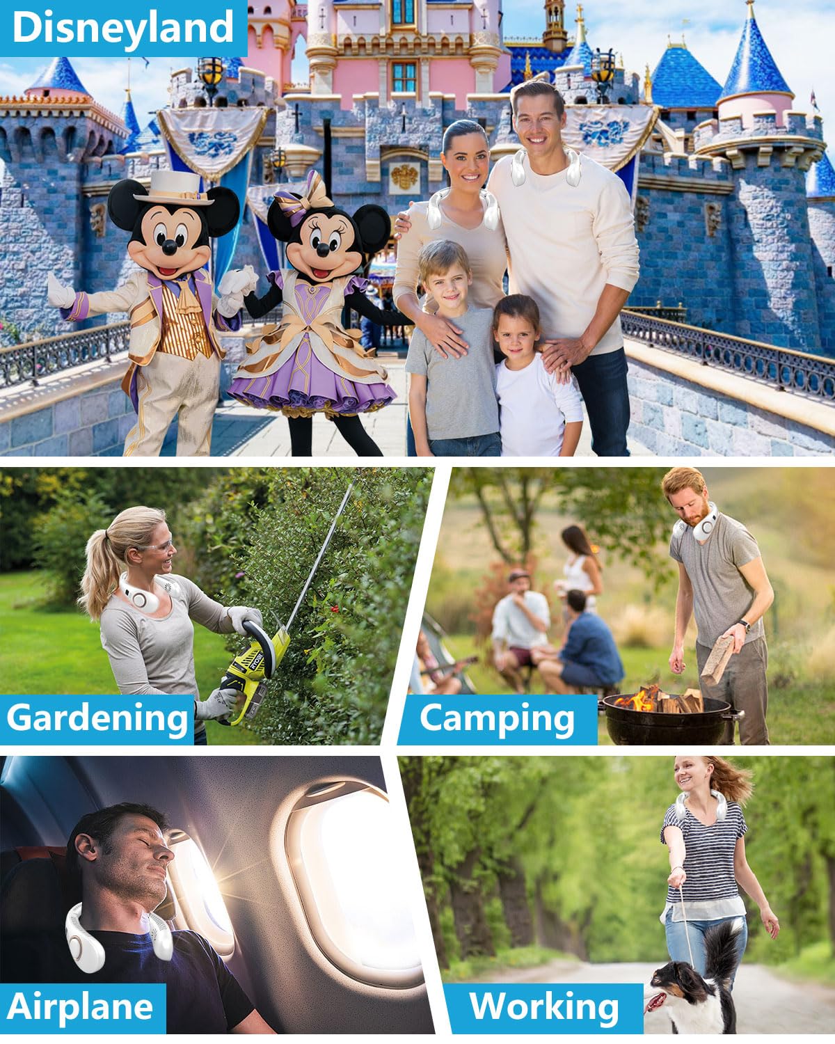 Neck Fans Portable Rechargeable,Bladeless Neck Fan Battery Powered,Foldable Leafless Hands Free Usb