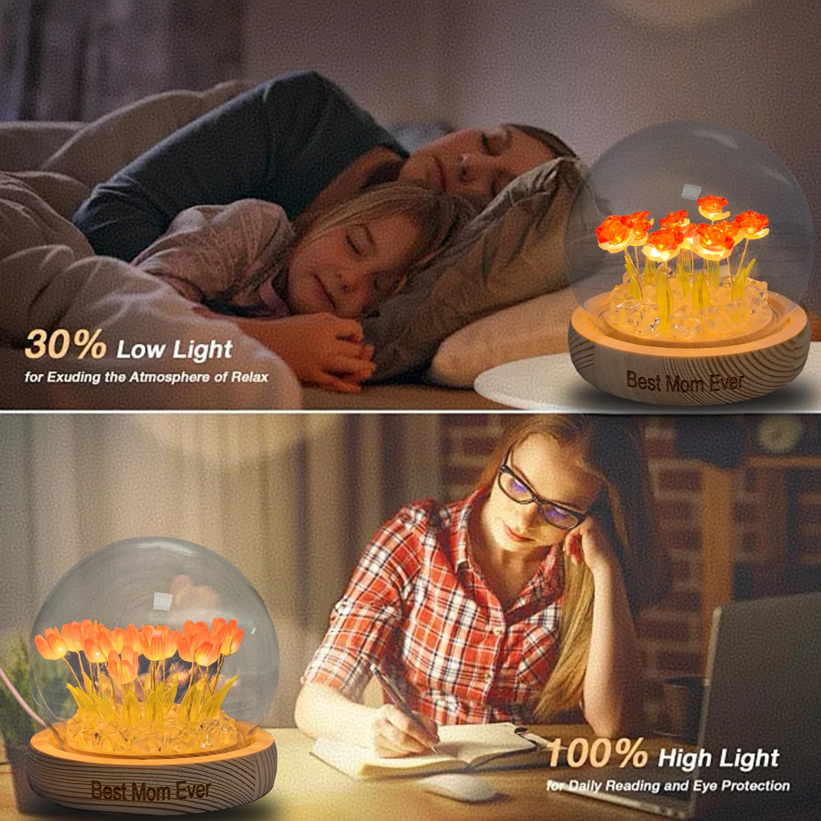 Xlmjdzq Mothers Day For Mom,Forever Rose Flower Lamp,Table Lamp With Usb Interface, Rose Artificial Flowers For Room Decor Aesthetic,Unique Romantic Birthday For Mom From Daughter.