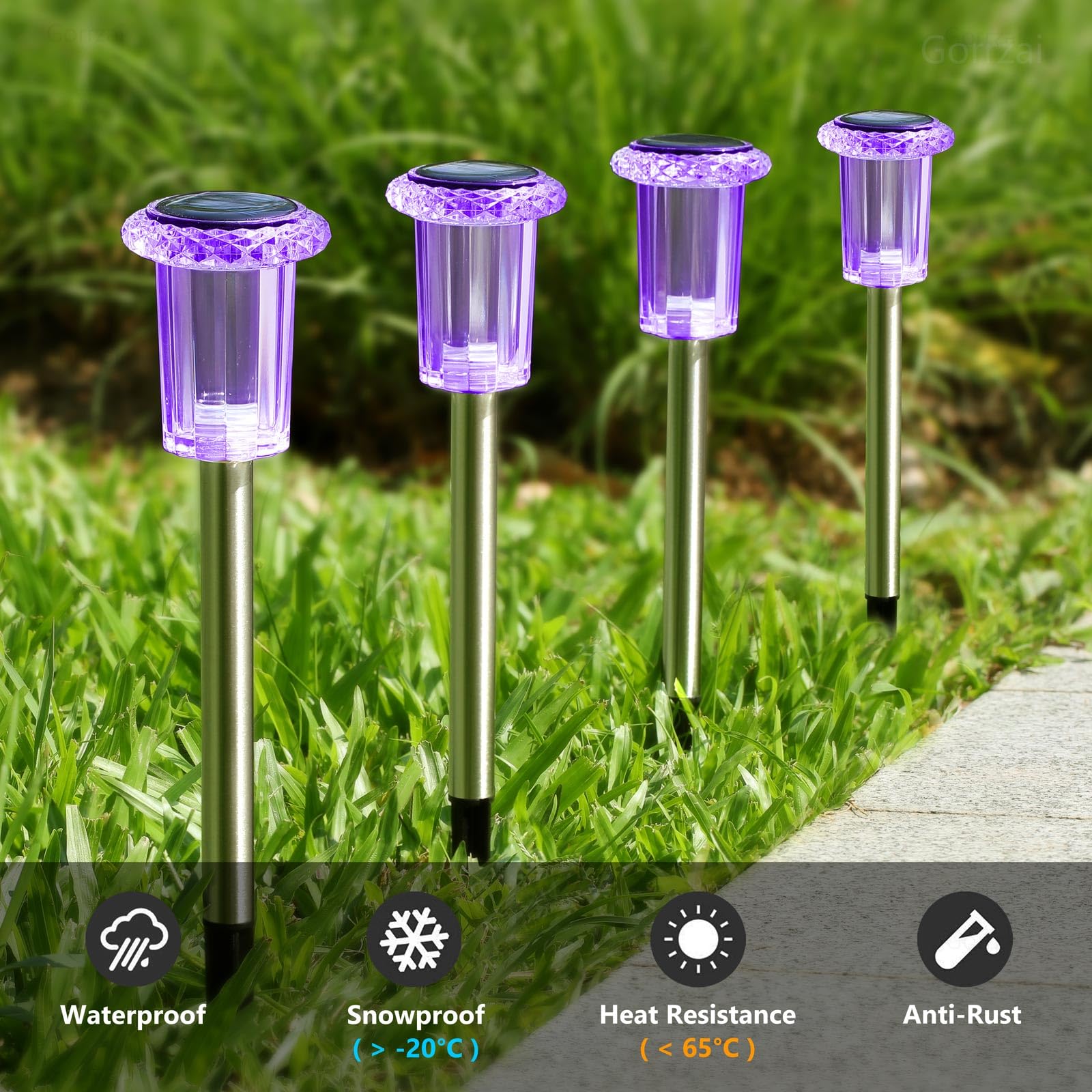 Gorrzai Solar Lights Outdoor 15 Pack Solar Pathway Lights Outdoor Halloween Decorations Waterproof Yard Lighting For Driveway Garden Walkway Path Landscape Lawn (Purple)