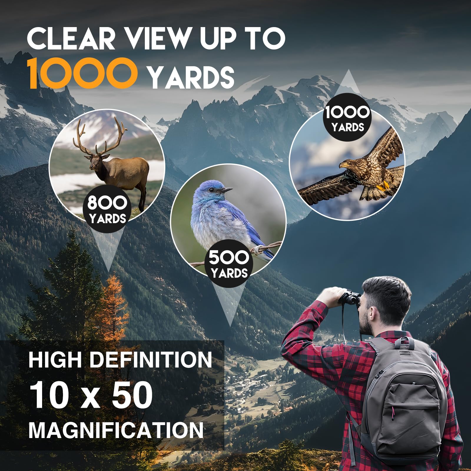 Sogries High Power10X50 Binoculars For Bird Watching-Hd Optical System Non-Slip Grip, Waterproof Binoculars For Outdoor