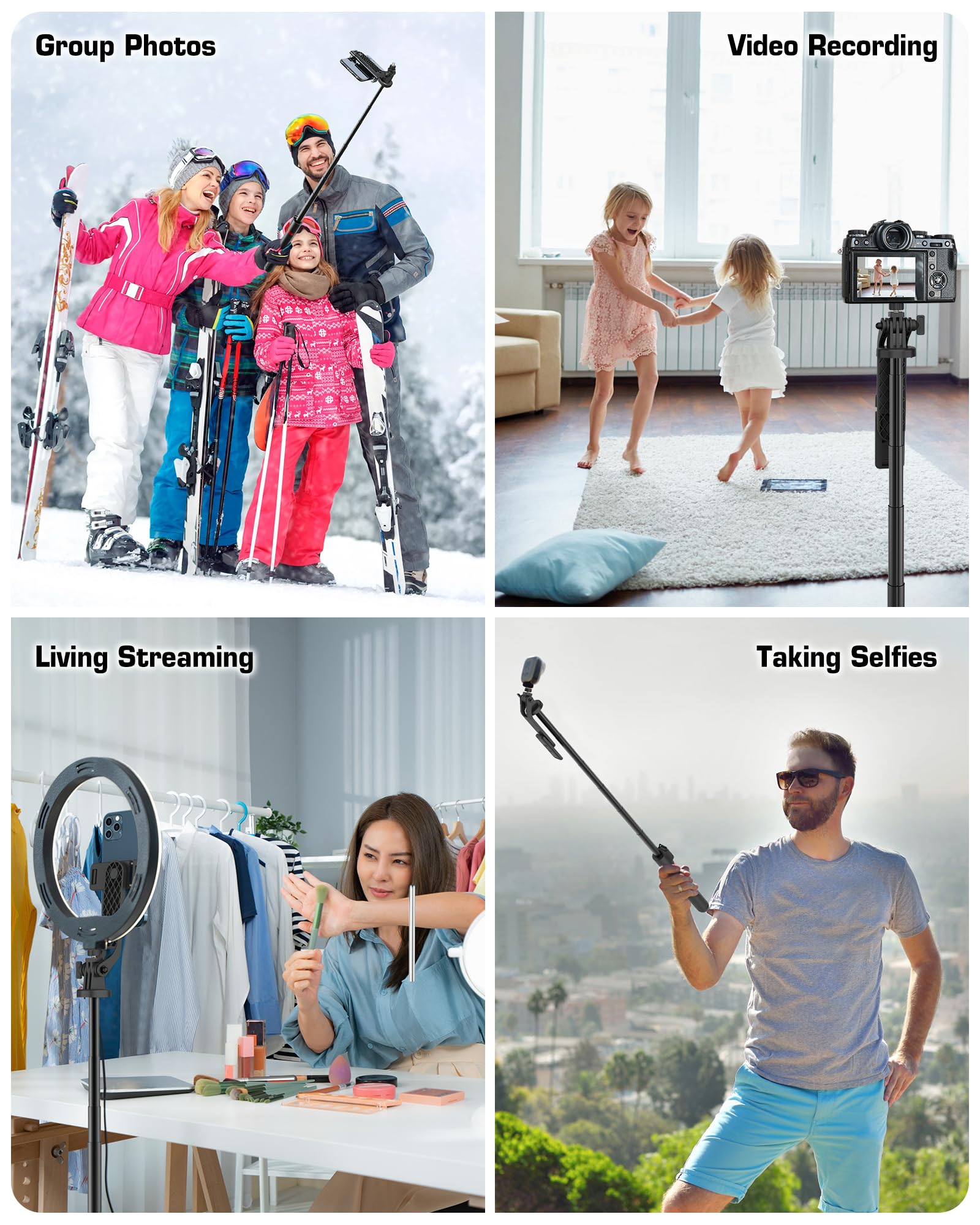 Fantcoo Iphone Selfie Stick Tripod With Bluetooth Remote, 86.6 Inches Retractable Phone Tripod Stand, Compatible With Iphone 14/13/12/11, Samsung, Cameras, Gopro And Other Smartphones