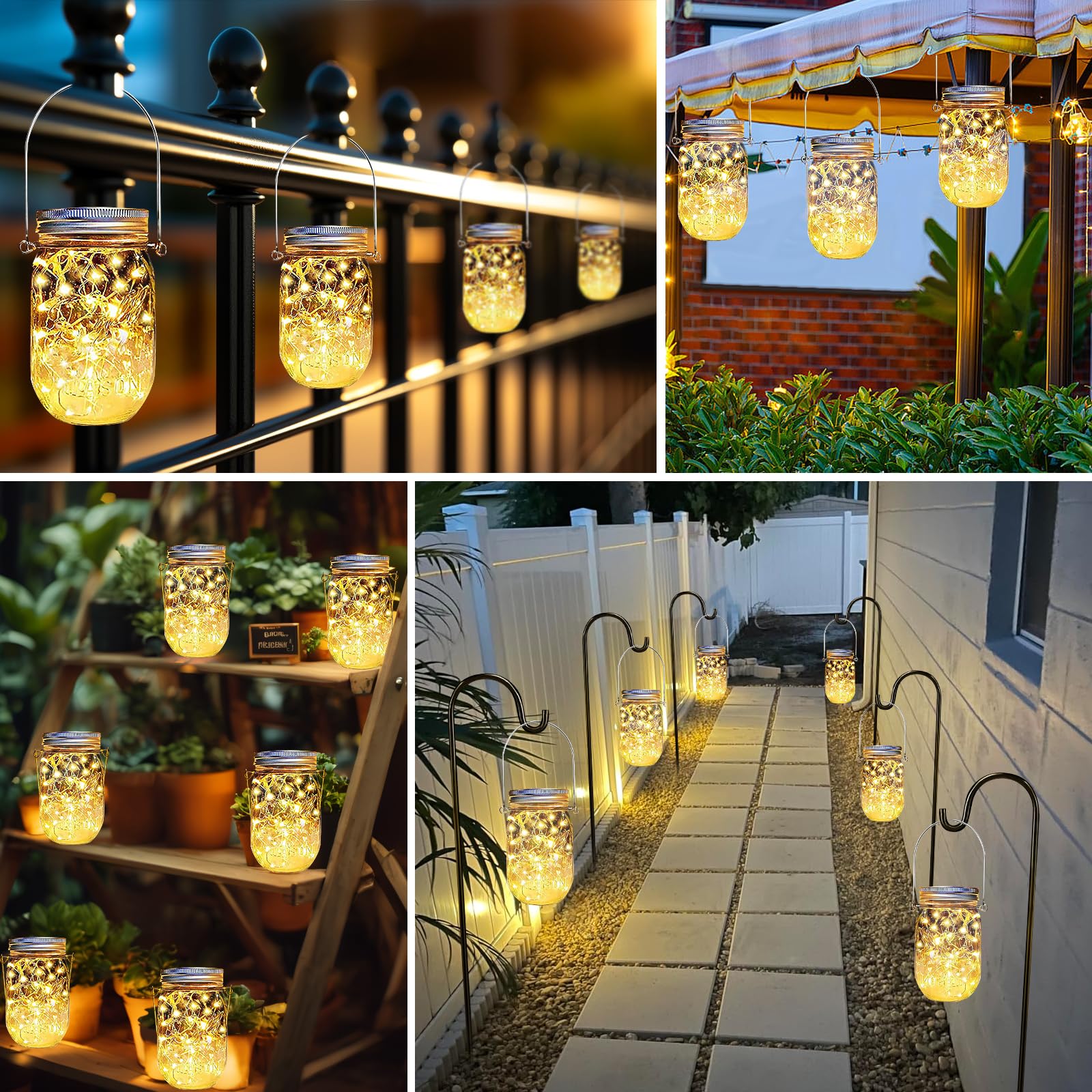 Ostritec Solar Mason Jar Lights Lids, 12 Pack 30 Led Fairy Lights(Jars Not Included), Outdoor Hanging Mason Jar Solar Lights, Fairy In A Jar Firefly Lights For Patio Garden Table Decor