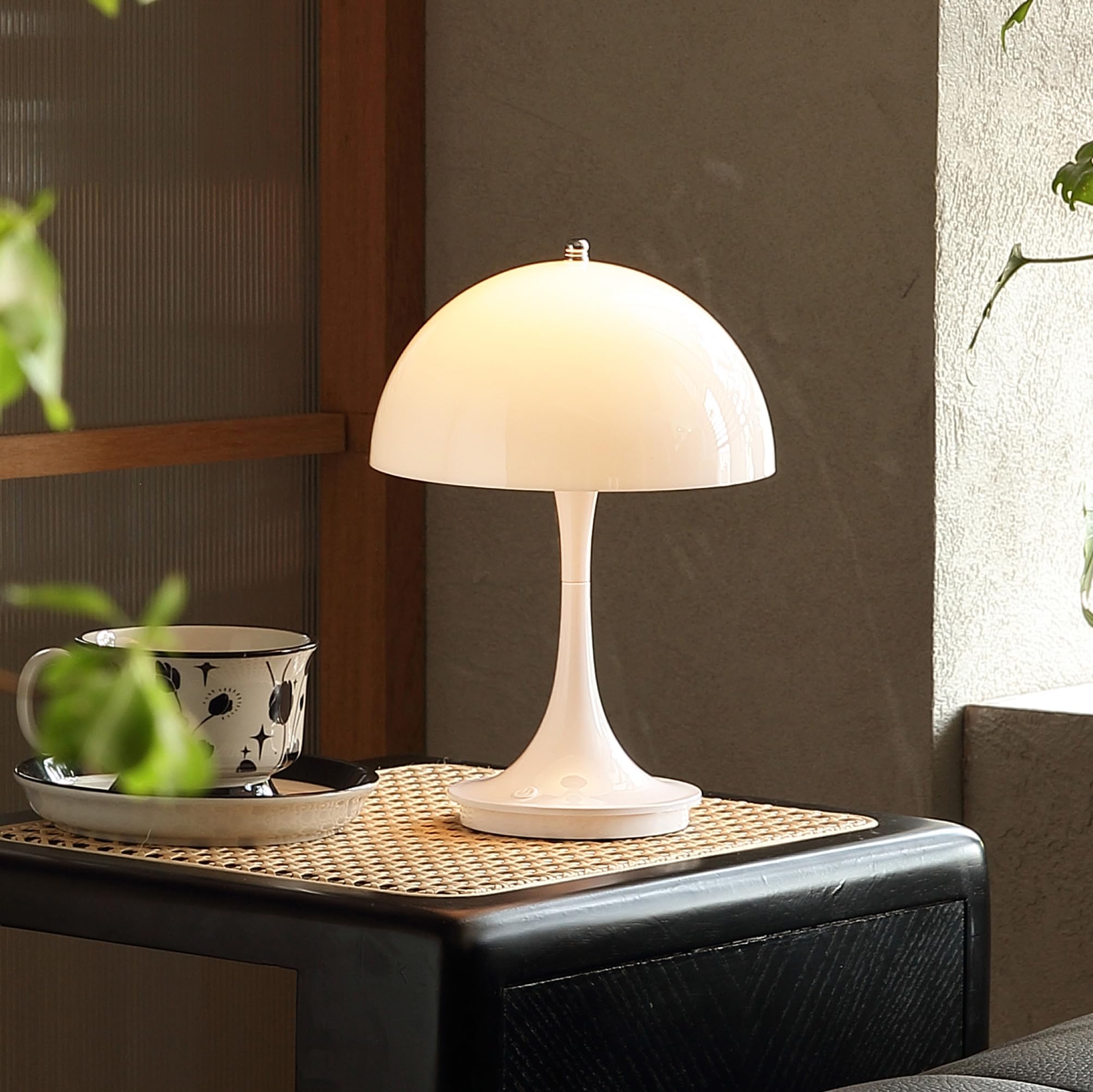 Mgchayoli Cute Cordless Mini Mushroom Table Lamp - Rechargeable 3000Mah Battery, Dimmable Touch Led, Portable Bedside Nightstand Light For Bedroom, Kitchen, Bathroom, Office & Study Decor - White