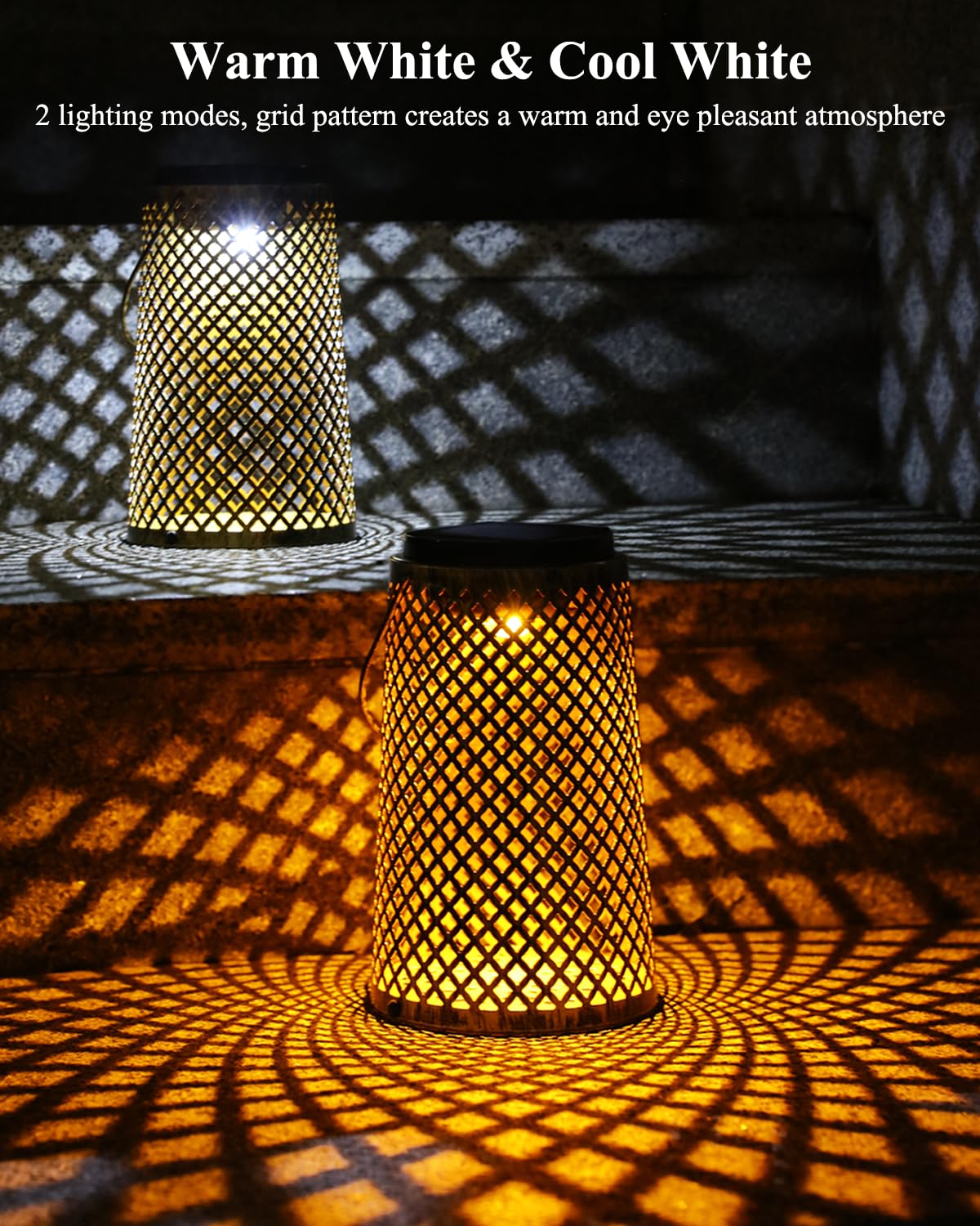 Centeluz Solar Hanging Lanterns Outdoor Lights 4 Pack, Metal Lantern Waterproof Decor For Garden, Outside, Backyard, Patio, Porch Tabletop, Pathway, Decorations