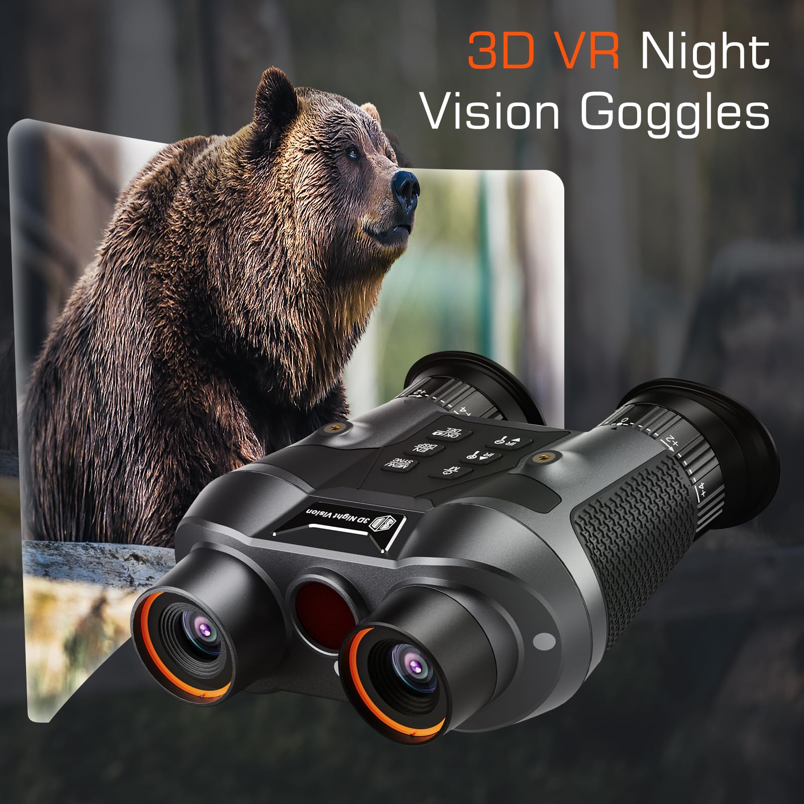 Dsoon 3D Vr Night Vision Goggles - Rechargeable Head-Mounted Binoculars With 8K Uhd & 4K Video, 3D Synthesis,2300Ft Ir Night Vision,36Mp Photos,6X Zoom,Includes 64Gb Tf Card For Hunting Surveillance
