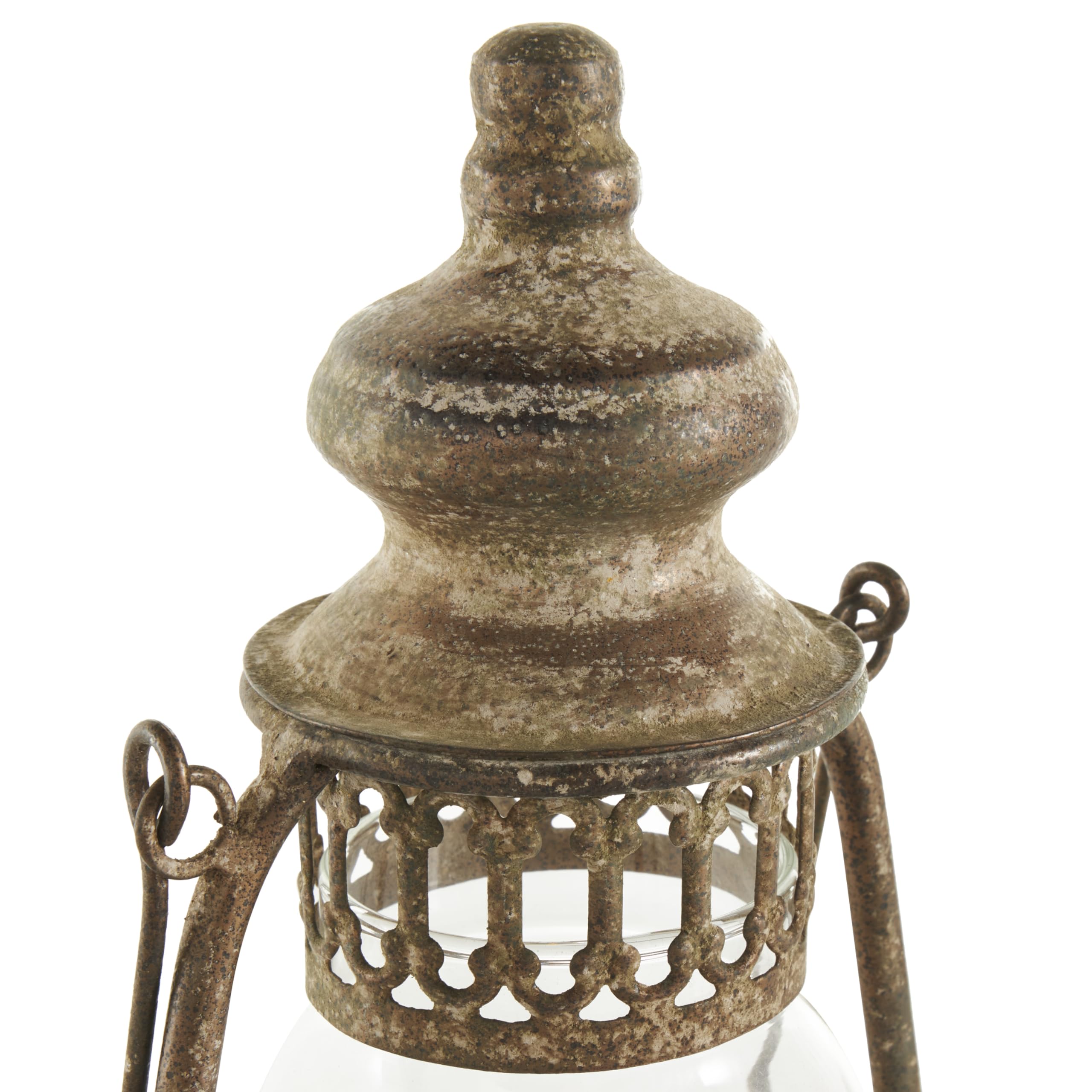 Deco 79 Metal Room Accent Lamp Distressed Antique Style Lantern Table Lamp, Lamp 7" X 5" X 17", Bronze