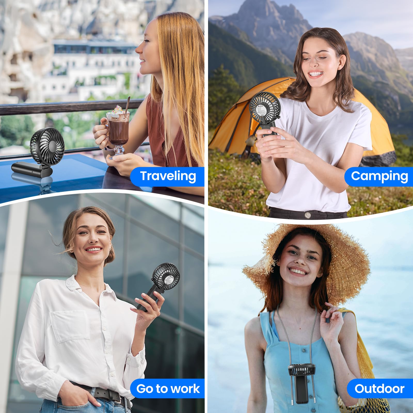 Handfan Handheld Fan, 5 Speeds Strong Airflow Hand Fan [Max 27 Working Hours], 180° Foldable Compact