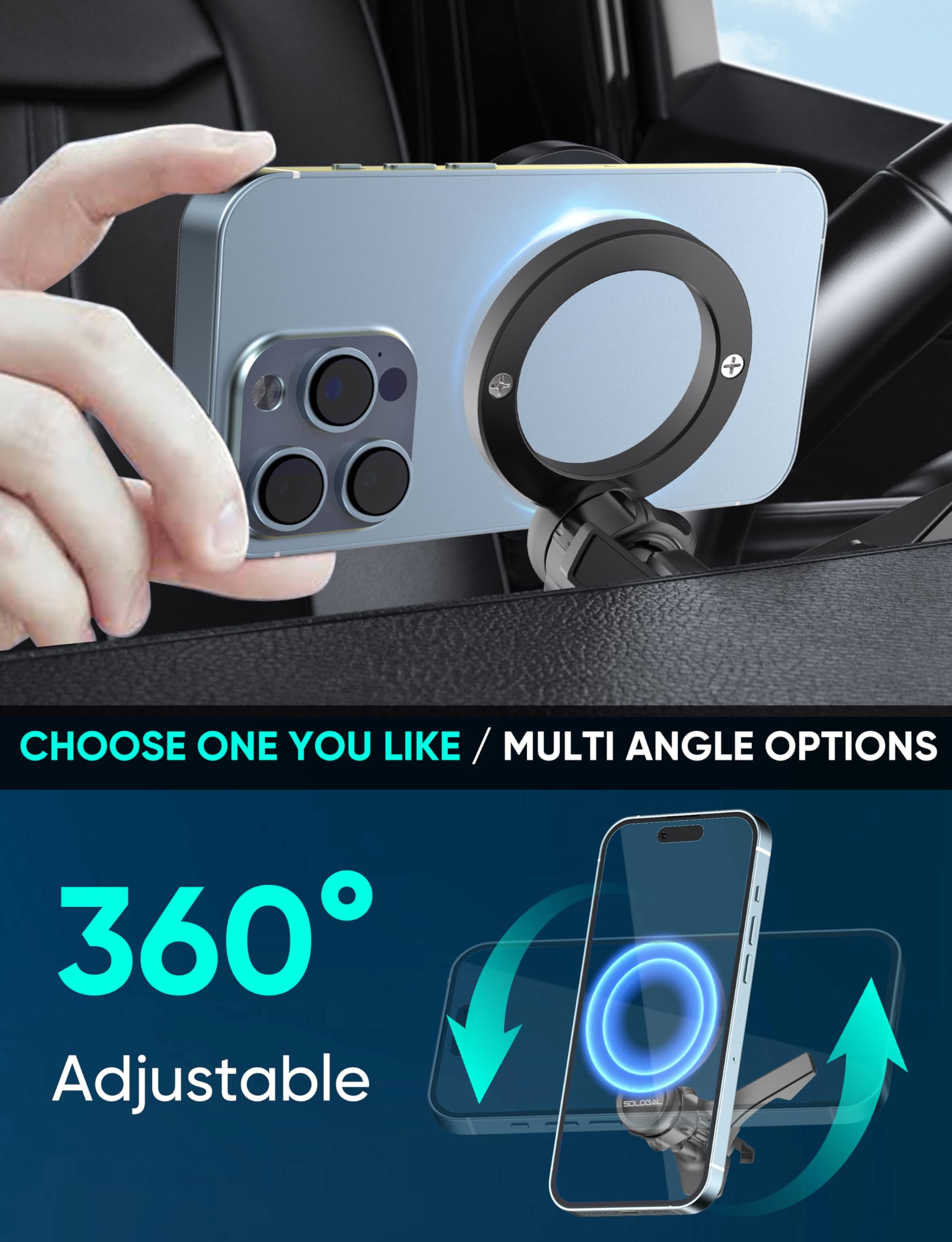 Sdlogal For Magsafe Car Mount - [Super Magnets], Air Vent Phone Holder Car, Magnetic Car Mount For Iphone 16 15 14 13 12 Pro Max Plus, Black