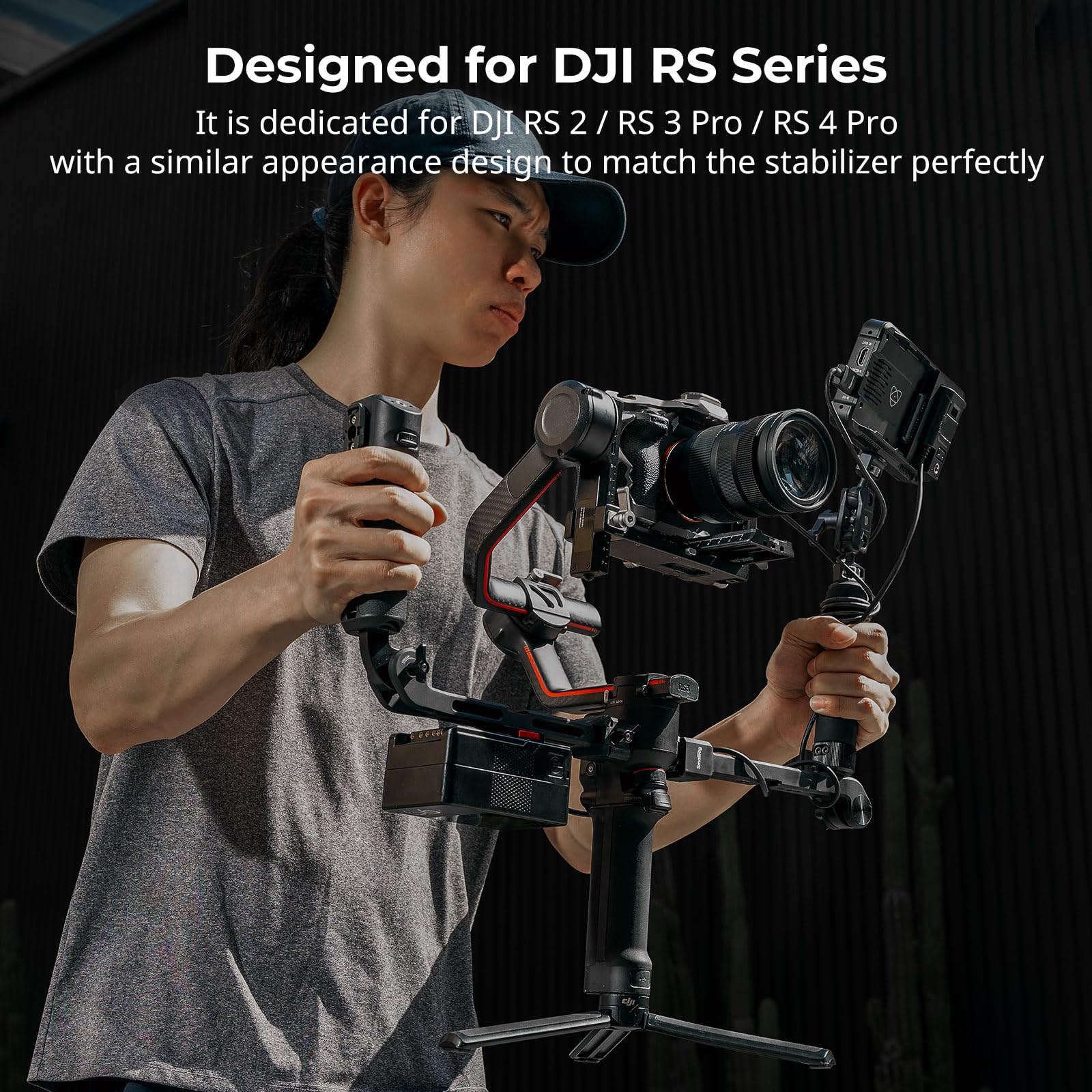 Smallrig Focus Control Dual Grip For Dji Rs 2 / Rs 3 Pro/Rs 4 Pro Gimbal Stabilizer, Dual Handle With Nato Rail, Joystick Operation, Mode Switching, Centering/Locking, Max Load 17.6Lb(Not For Rs4)
