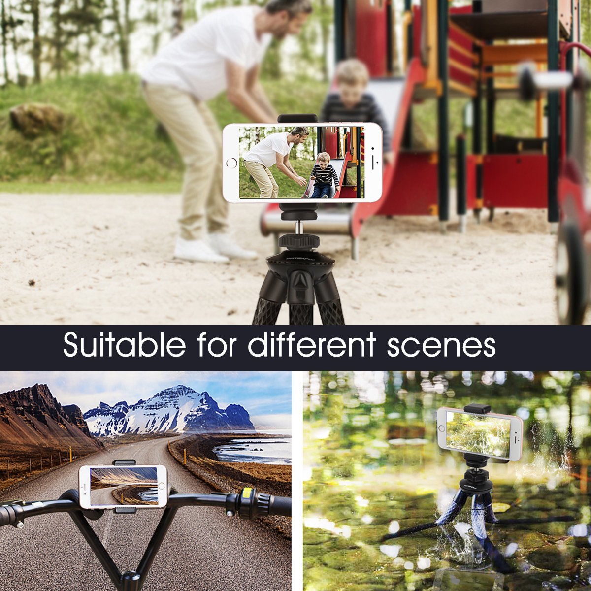 Patekfly Camera/Phone Tripod,12 Inch Flexible Camera Tripod For Canon/Nikon/Sony Dslr Cam/Action Cam, Phone Tripod Stand With Cell Phone Holder Clip For Iphone/Android Phone(3 In 1)