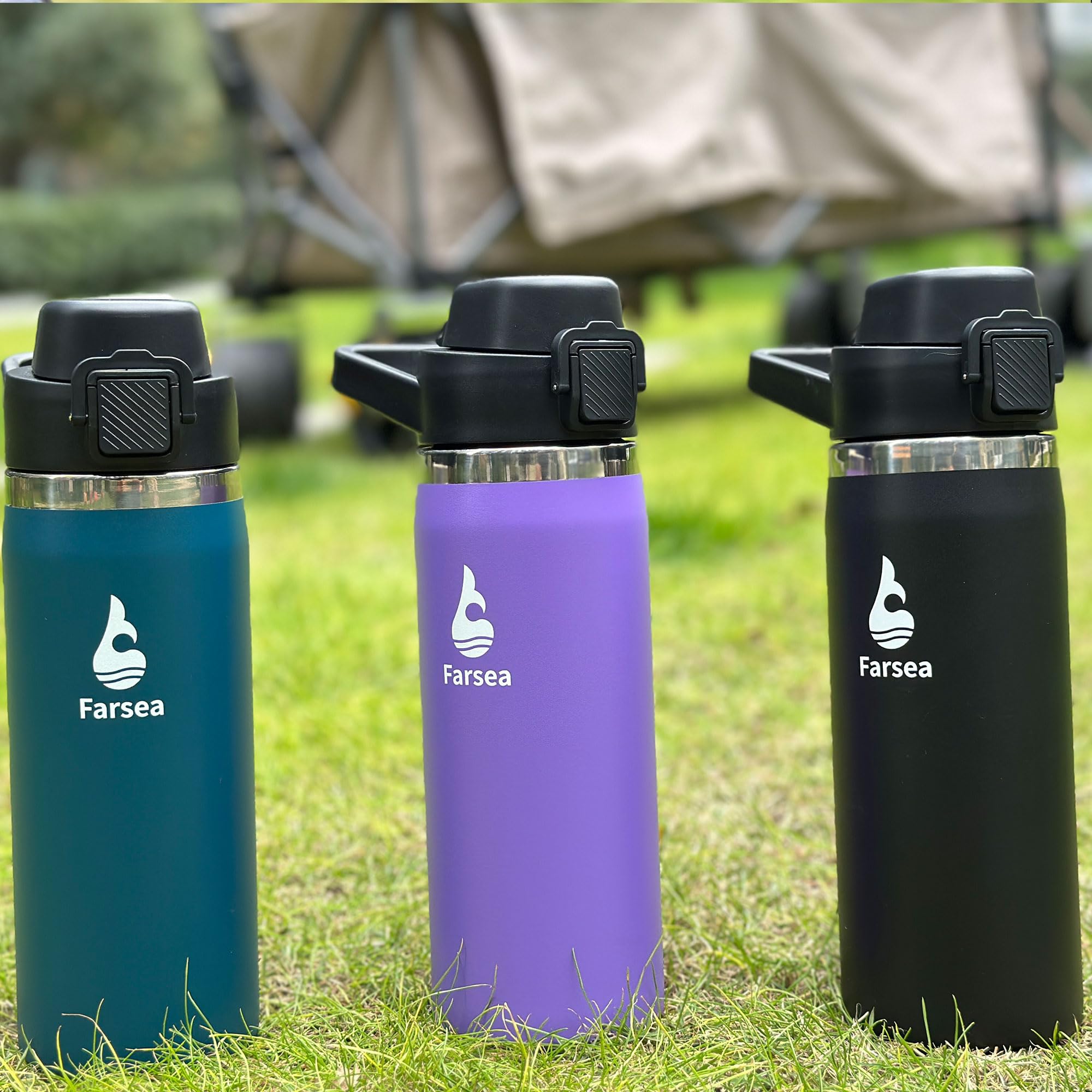 Farsea Insulated Water Bottle, Leak Proof Locking Lid With Soft Silicone Spout, Stainless Steel