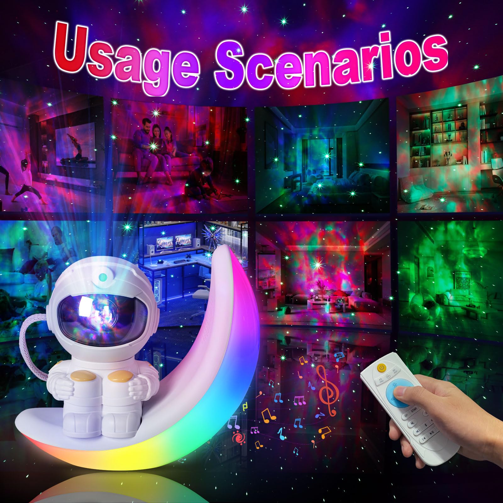 Poptrend Star Galaxy Night Light Projector For Kids Bedrooms - Astronaut Space Projector - With Remote Control And Timing Function - For Home Theater, Party, Living Room Decoration