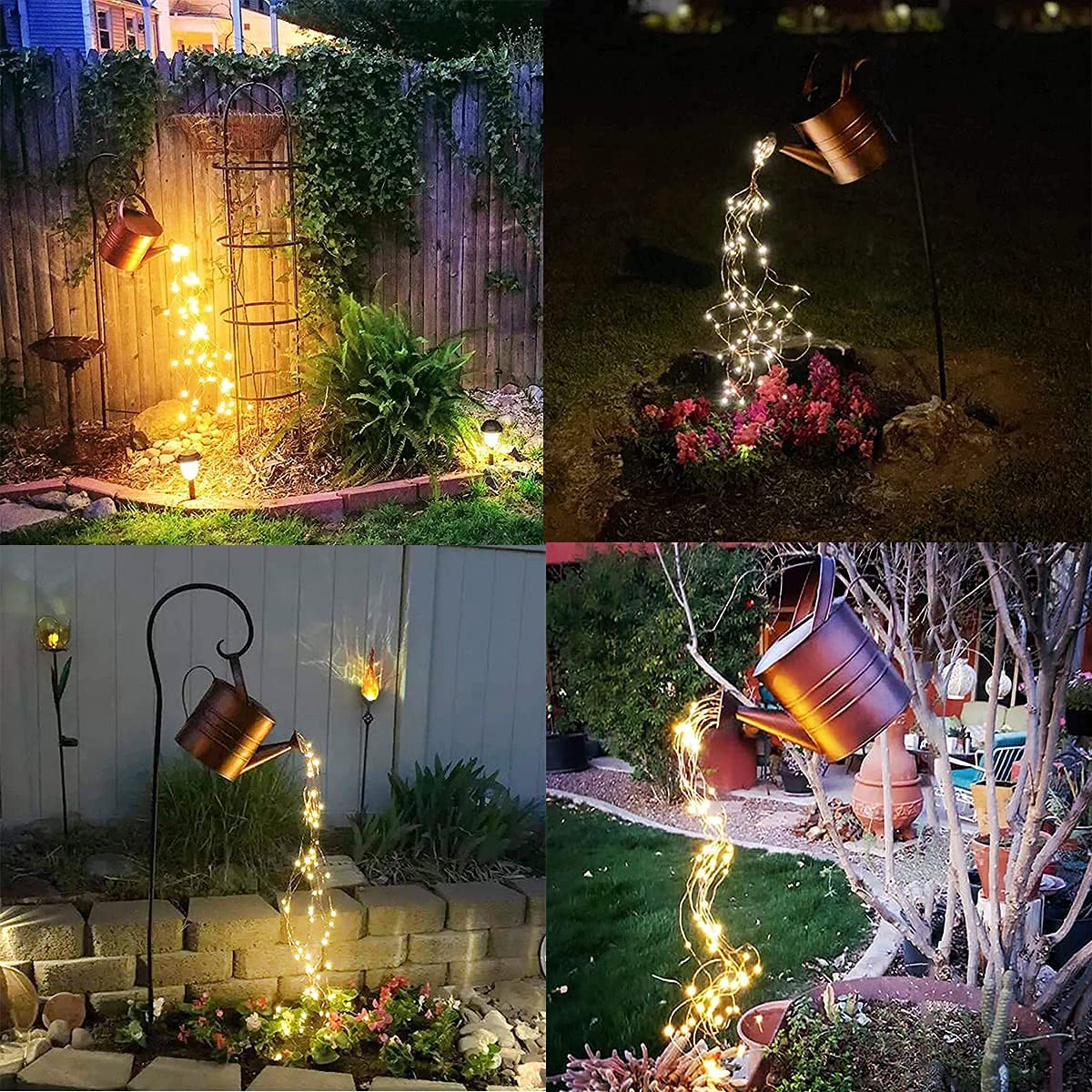 Linzhen Garden Decor Solar Lights Outdoor Watering Can Decoration Hanging Lantern Waterproof For Lawn Patio Garden Courtyard Yard Pathway Walkway Outdoor Gardening , Grandma Mom Birthday  Women