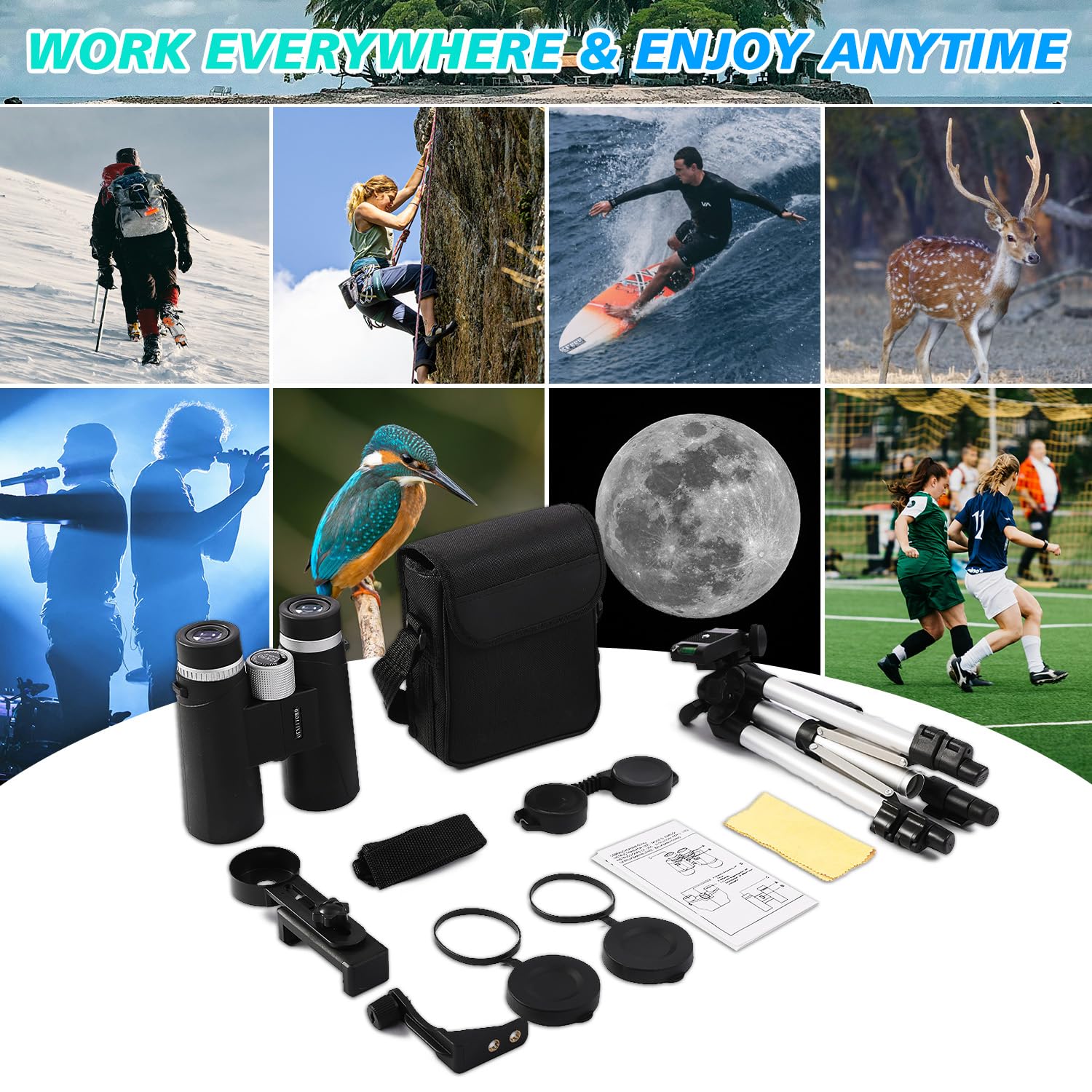 Oexluford 12X50 Hd Binoculars - Adults' High Power Binoculars With Clear Low Light Vision, Bak4 Prisms & Fmc Lens, Ideal For Hunting, Hiking & Bird Watching