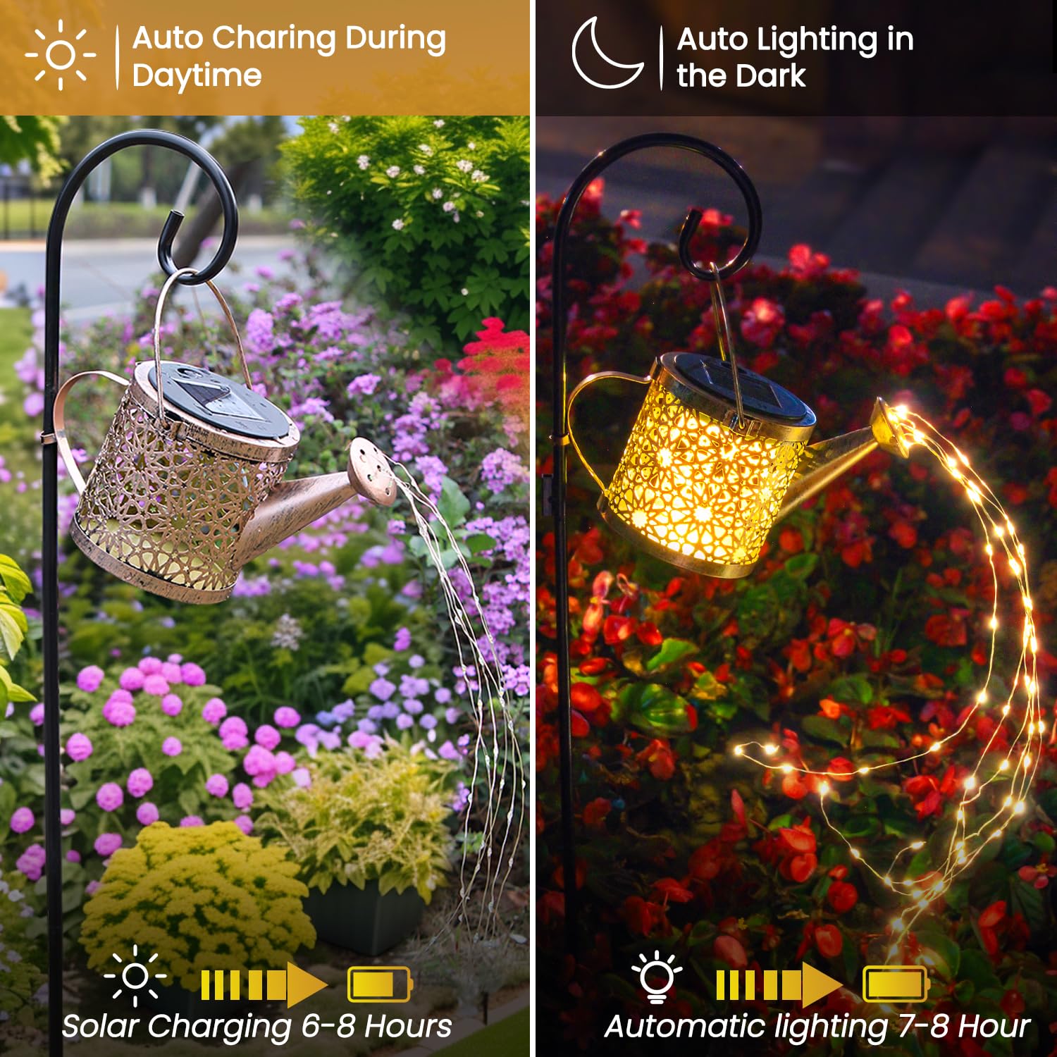 Misawce Small Solar Watering Can Lantern Lights With Sunflower Pattern, Waterproof Metal Hanging Solar Garden Lights For Yard, Patio, Lawn, Outdoor Decor, Gift For Women, Mom, Or Grandma