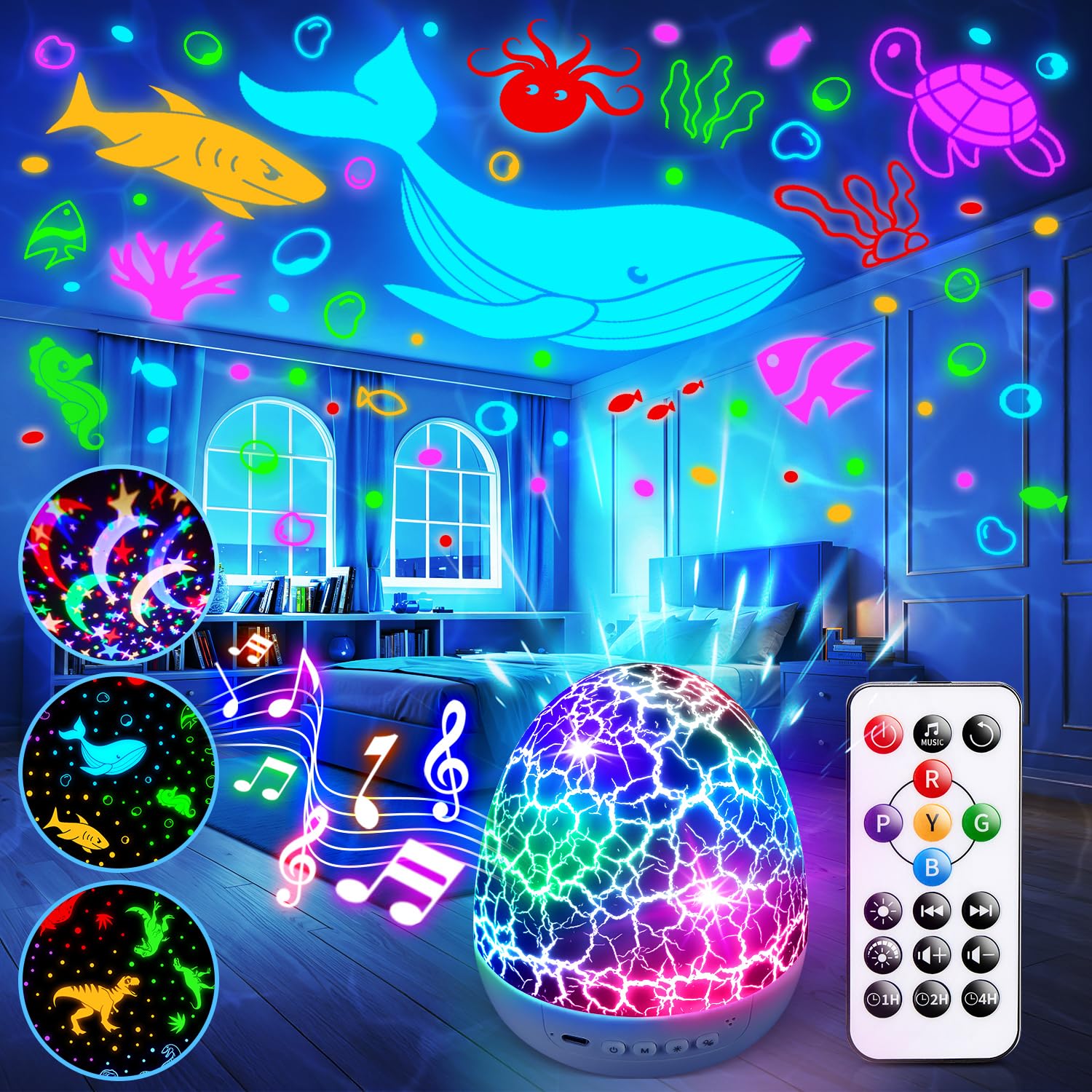 Staryou Kids Sound Machine Night Light Projector  15 Sleeping Sounds & 3D Films  31Colors & Remote Control  Toddler Night Light, Baby White Noise Machine, Baby Night Light Projector, Ocean Light Decor