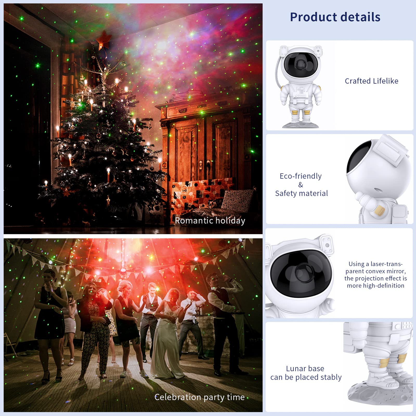 Gemmac Astronaut Galaxy Projector, Nebula Galaxy Projector Star Night Light Ceiling Led Star Projector Lamp With Timer And Remote Control For Adults Bedroom Party Birthday Decorations