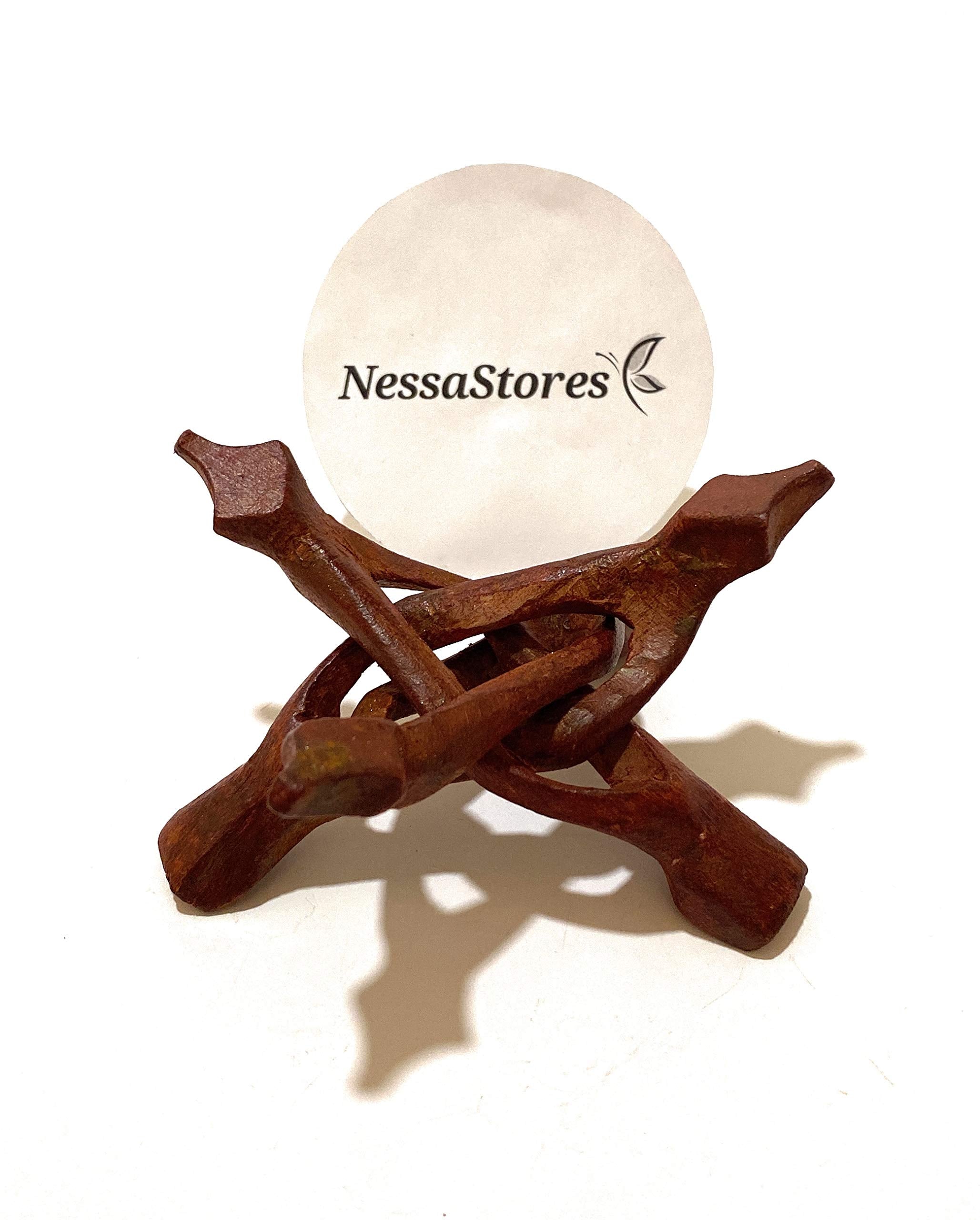 Nessastores Carved Tripod Wood Stand Holder 4" #Jc-045 (8 Pcs)