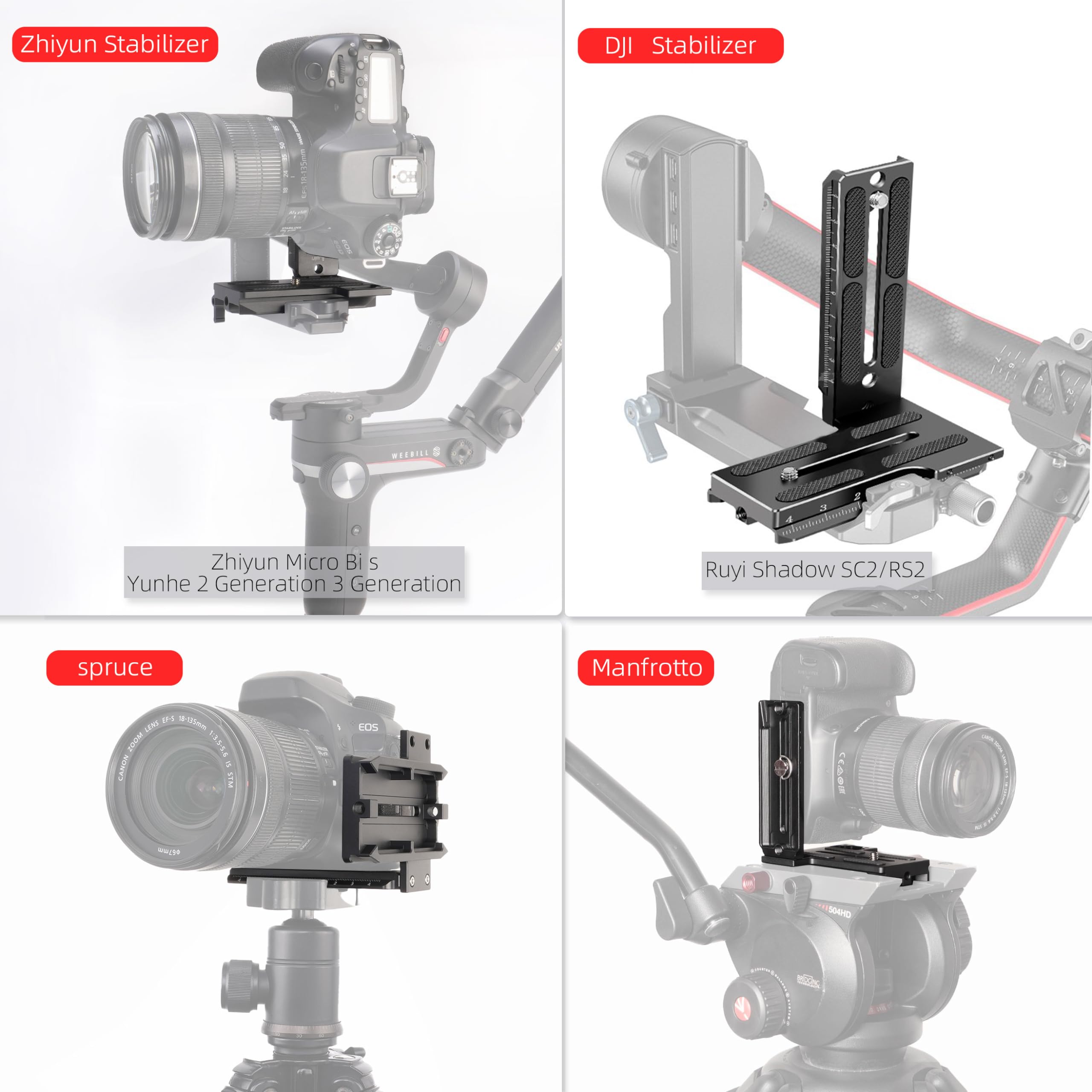 Hersmay Universal Arca-Swiss Quick Release Vertical Stand L Bracket Plate For Zhiyun Weebill S/Weebill 2/ Weebill 3/ Crane 2/ Crane3 Gimbal Stabilizer Accessories For Dslr And Mirrorless Camera