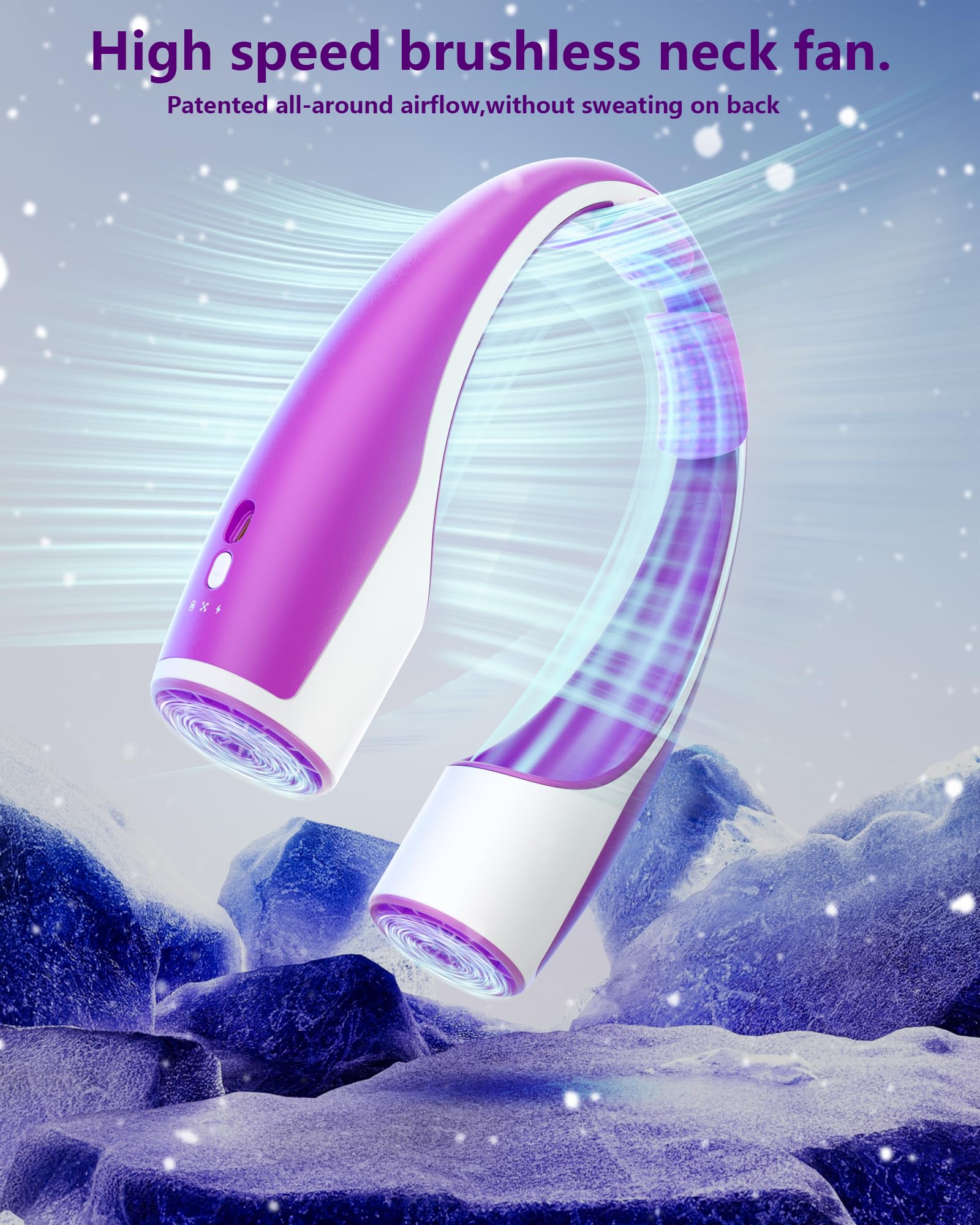 Rohent Neck Fan Portable For Women: High Speed Faster Cooling Neck Fan 4 Speeds Wind - Super Light