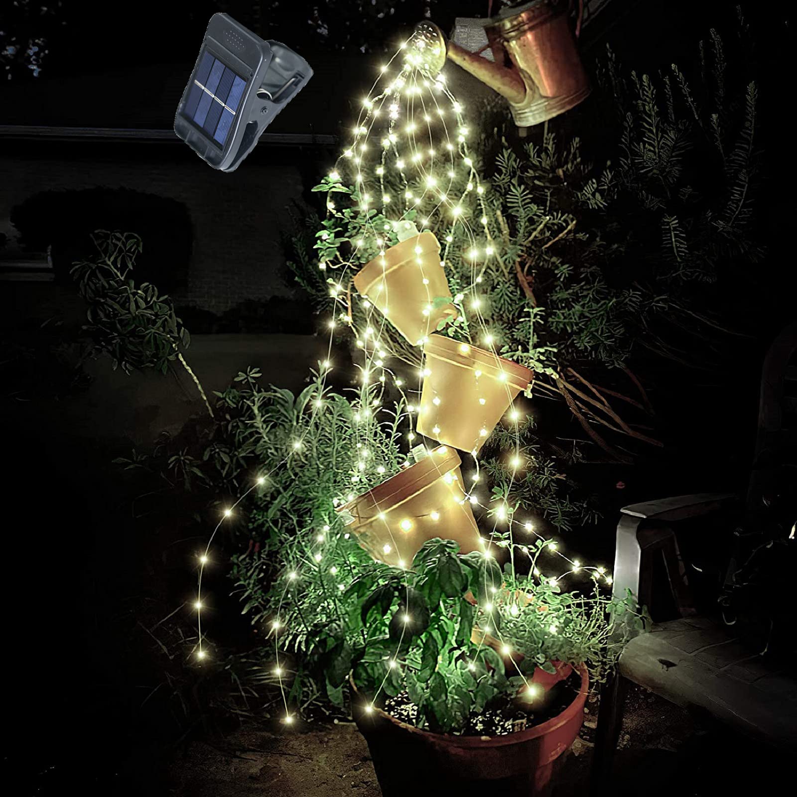 Angmln Yiting 10 Strands 200 Leds Solar Powered Twinkle Firefly Bunch Lights Waterproof (No Watering Can) 8 Modes Fairy Starry String Lights Decorative Vine Solar Lights For Outdoor Garden Christmas Tree