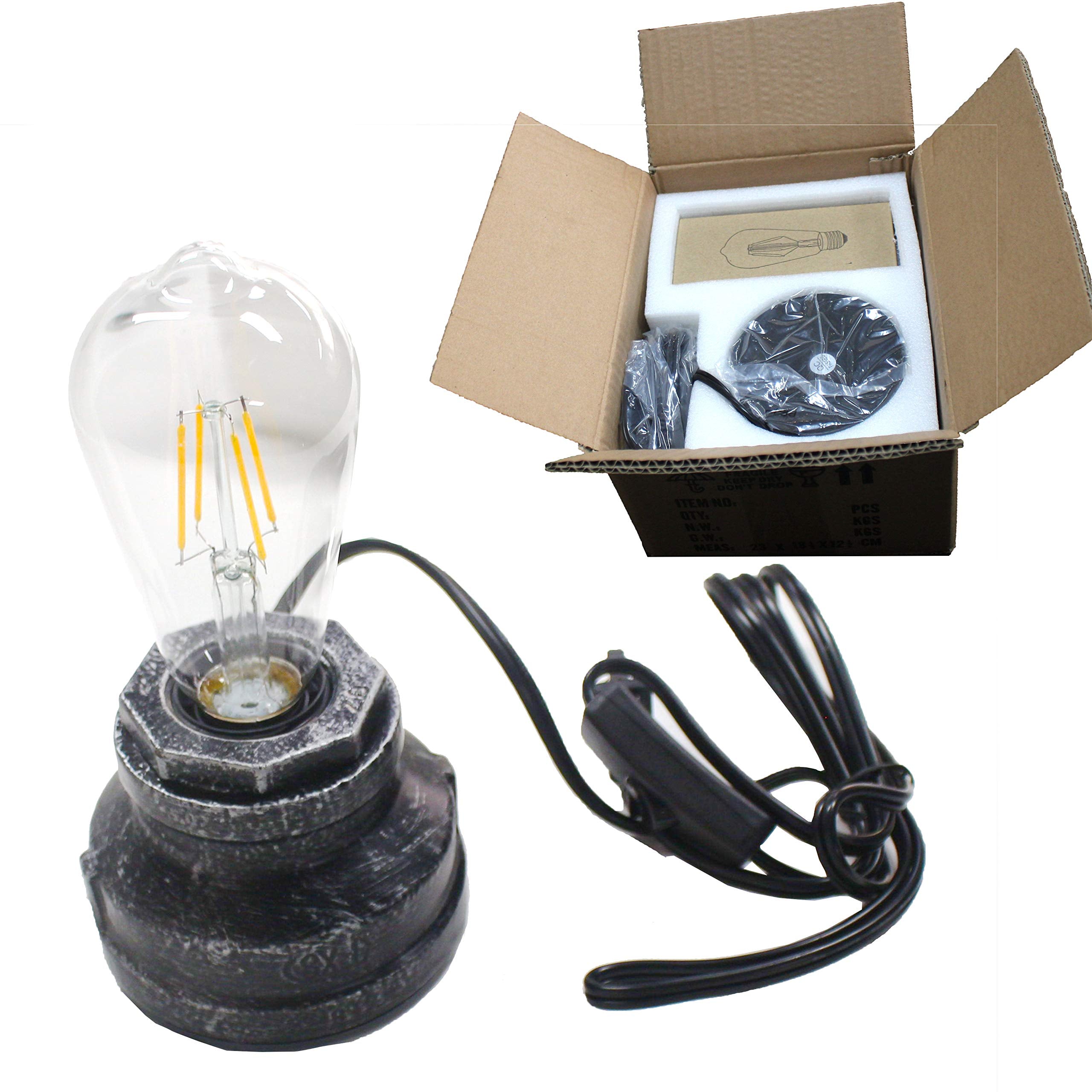 Lovefindahome Vintage Touch Control Table Lamp,Edison 4W Led Dimmable Bulb Included,With 3 Levels Of Brightness,Small Desk Industrial Night Light For Living Room Bedroom,Bronze