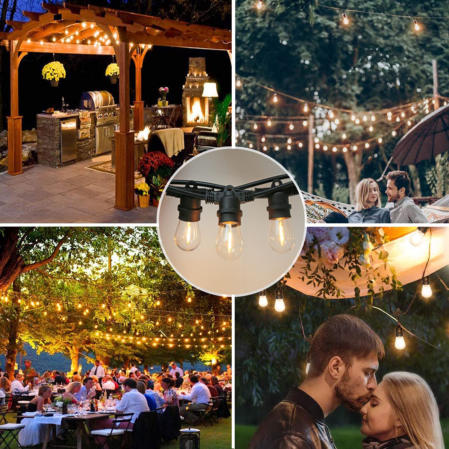 Clsetaic Shatterproof Led String Lights, Waterproof, Warm White 2200K, 70Lm, E26 Base - 15 Pack