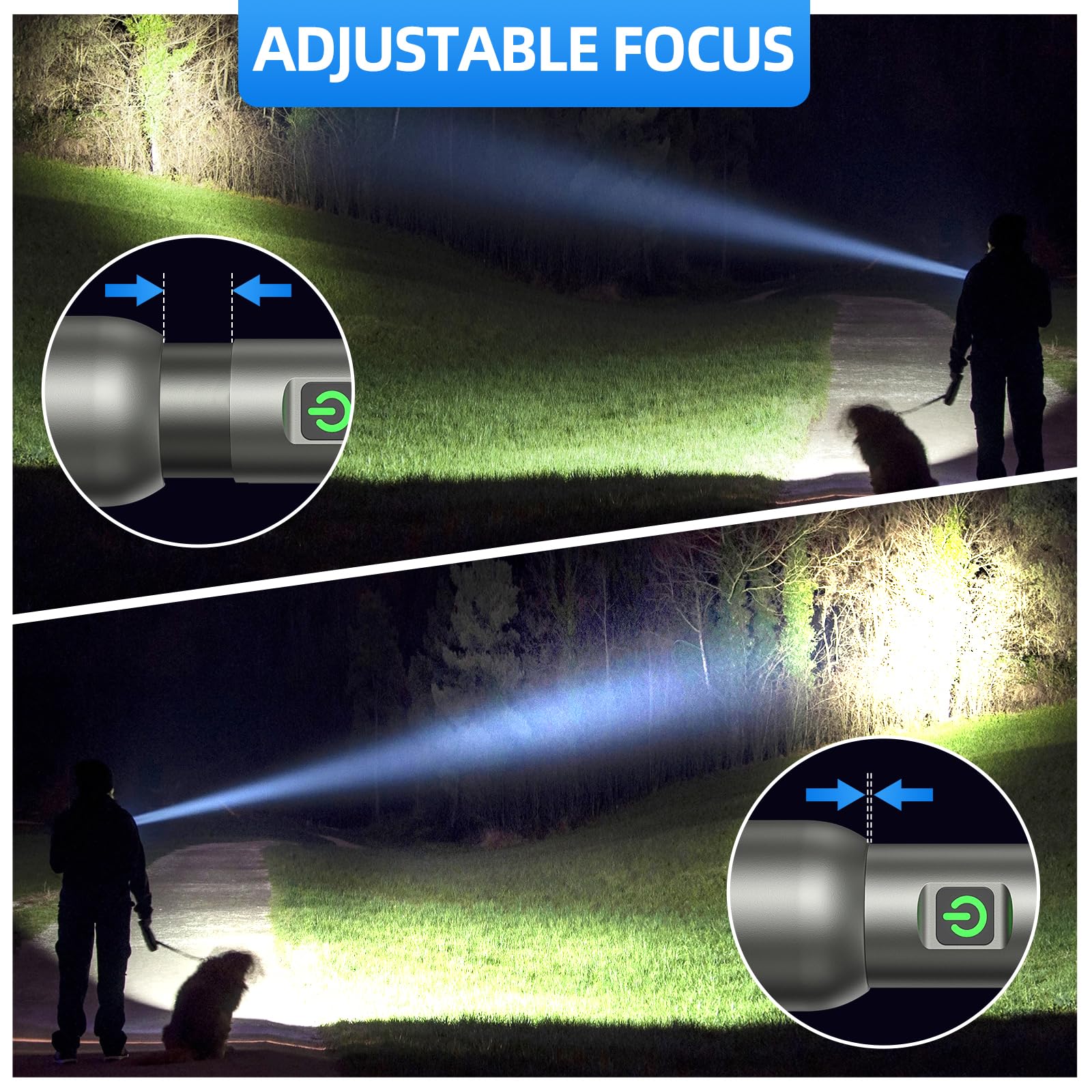 Odistar Flashlight High Lumens Rechargeable, 2000 Lumen Super Bright Led Flashlights With 7 Light Modes, Ipx6 Waterproof, Powerful Handheld Flash Light For Camping Home Emergencies（2 Pack）
