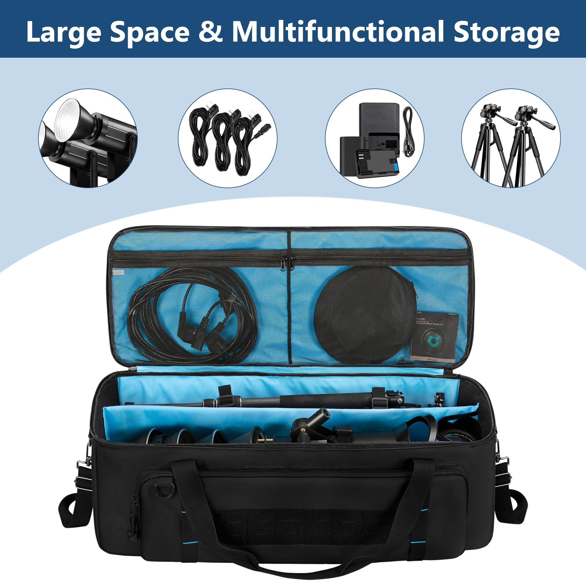 Samdew 30'' Tripod Travel Bag, Photo Studio Equipment Case With Secure Buckles & Lens Storage Pocket, Large Photography Organizer For Light Stand, Monopod, Mic Stand, Camcorder, Up To 30", Bag Only