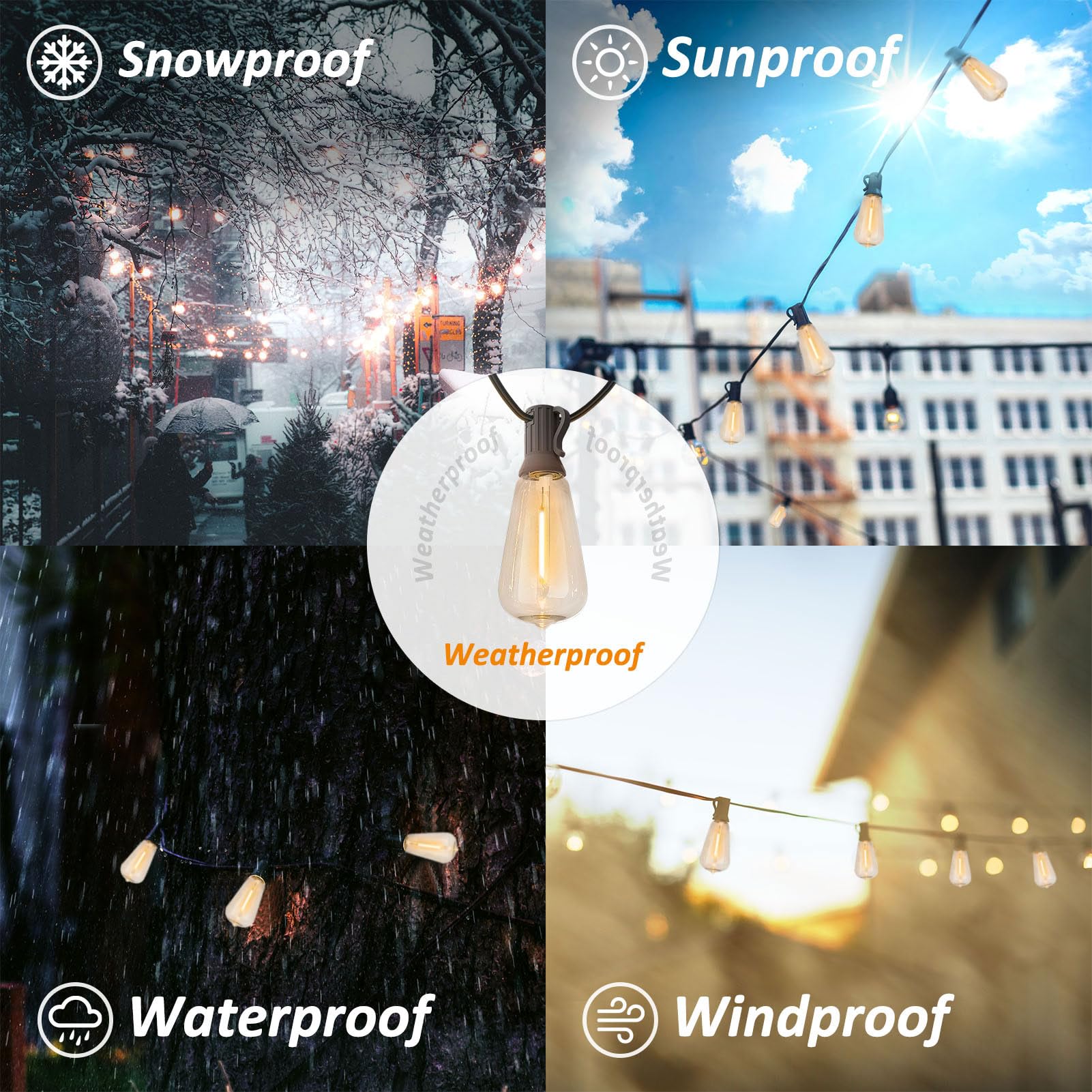 Meidaoduo 300Ft Edison String Lights Outdoor Waterproof With 150+6 Extral Led Shatterproof St38 Edison Bulbs 2200K For Outside Patio Pergola Backyard Bistro Lights, 3 X 100Ft Connectable