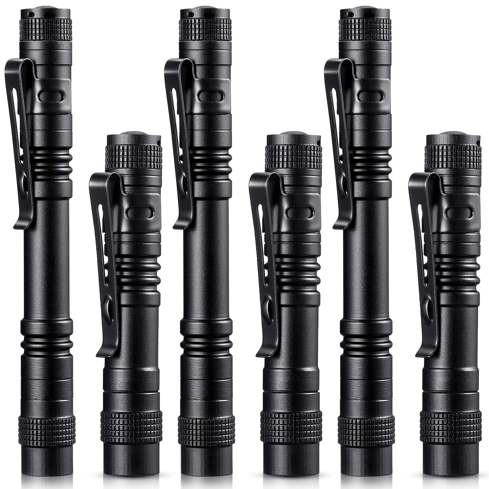 Honoson 6 Pieces Mini Small Led Flashlight Bulk Pocket Pen Flashlight 3.5 Inch, 5.24 Inch Handheld Pen Lights Penlight With Clip For Camping, Outdoor, Emergency