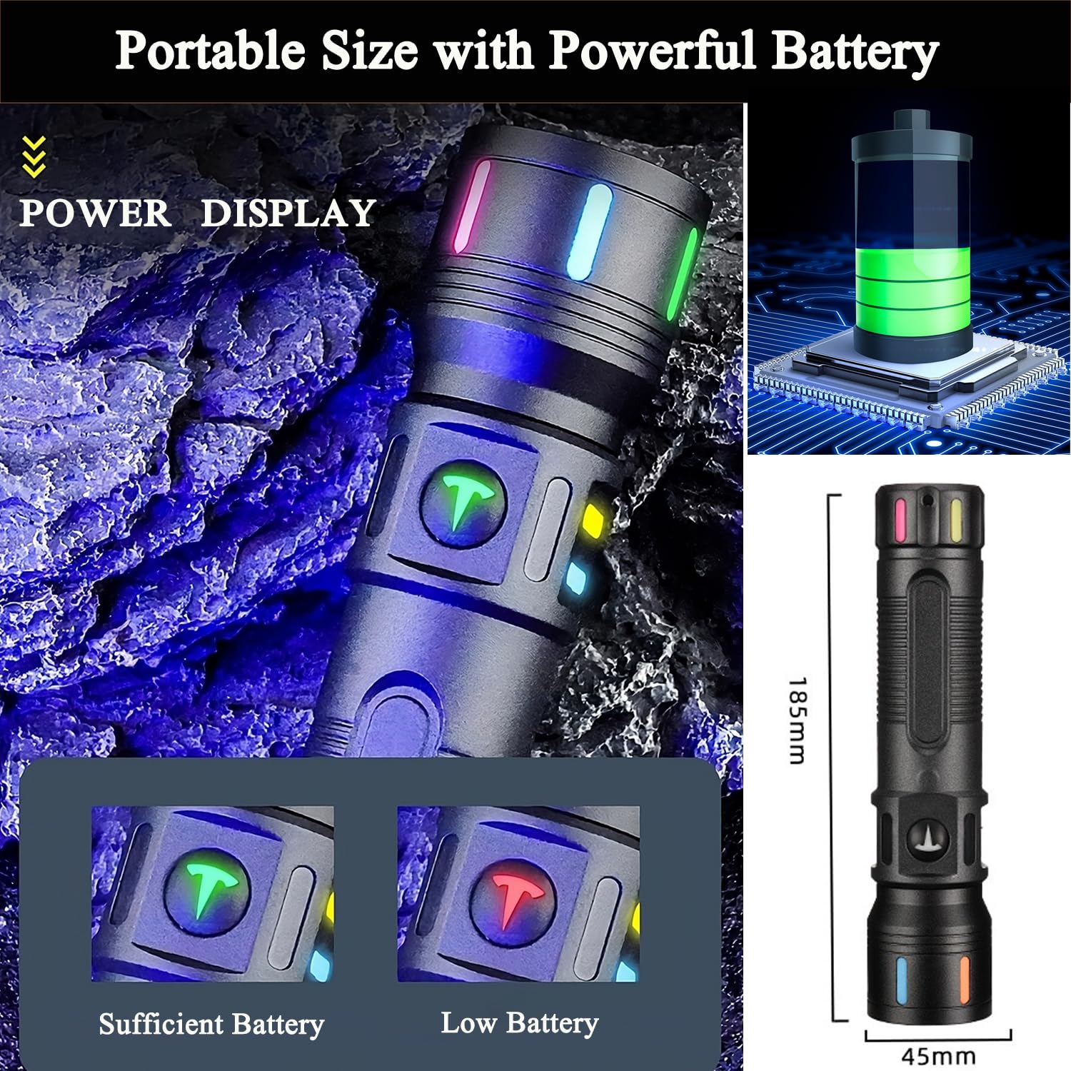 Kwznob Small Led Flashlights 20000 High Lumens Rechargeable, Handheld Zoomable Flash Light, Powerful Waterproof Flashlight For Hiking Emergencies