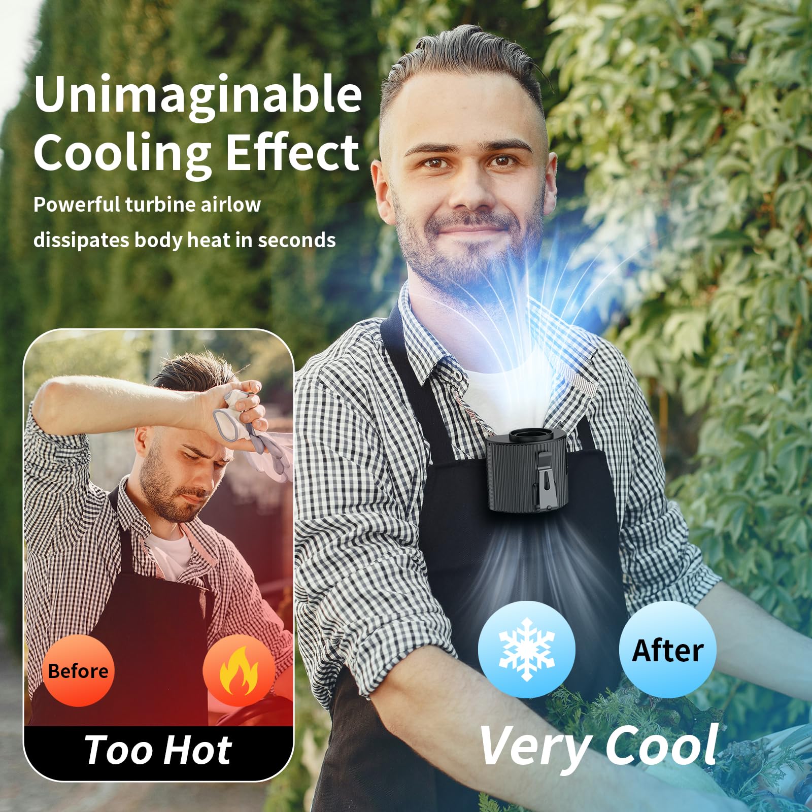 Socool Portable Waist Fan Clip On Wearable Belt Personal Fan Rechargeable Battery Operated