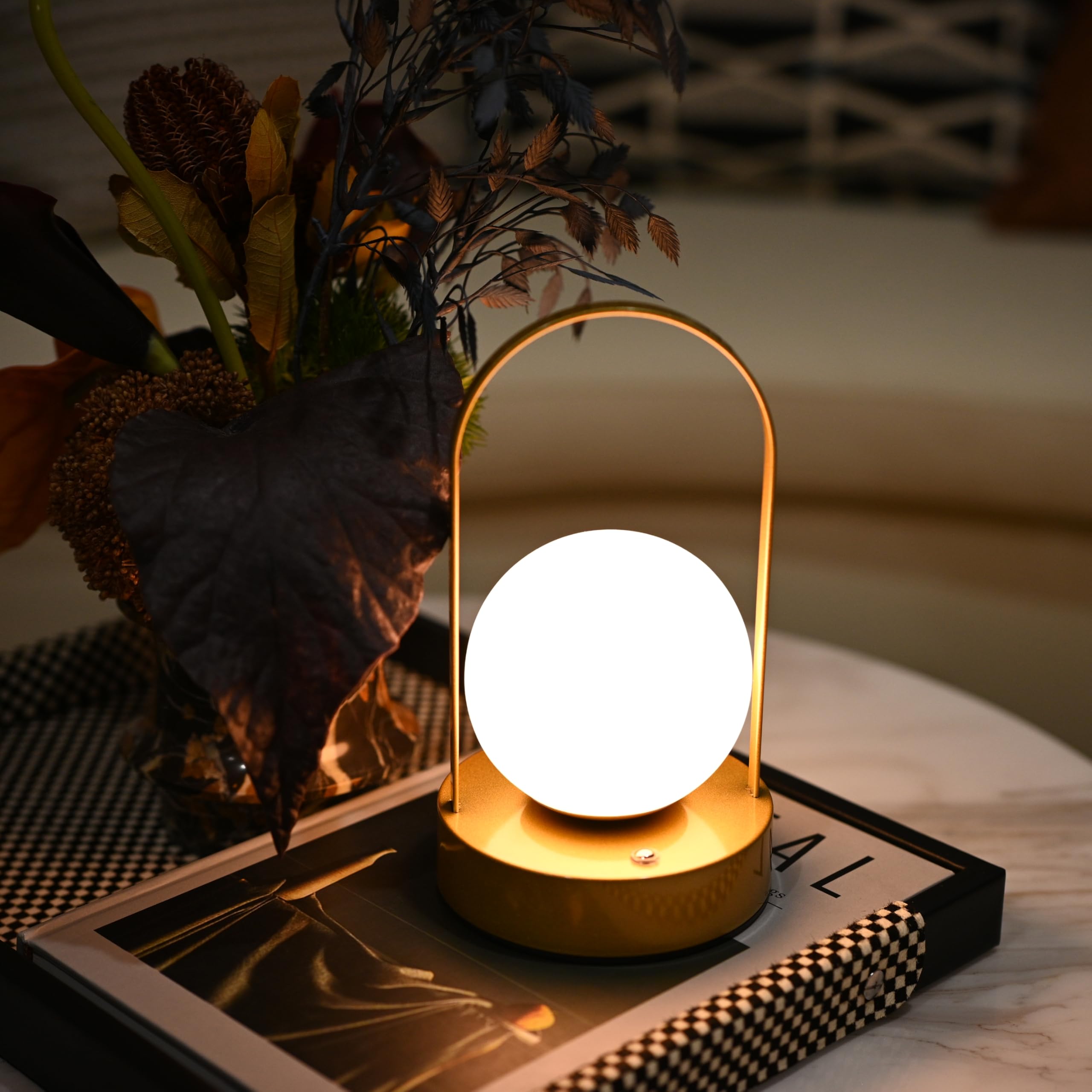 Sveudvdis Portable Table Lamp, Touch Lamp Dimmable Cordless Rechargeable Desk Lamp Bedside Lamp For 3-Mode Lighting Night Lamp Lantern For Home Bedroom