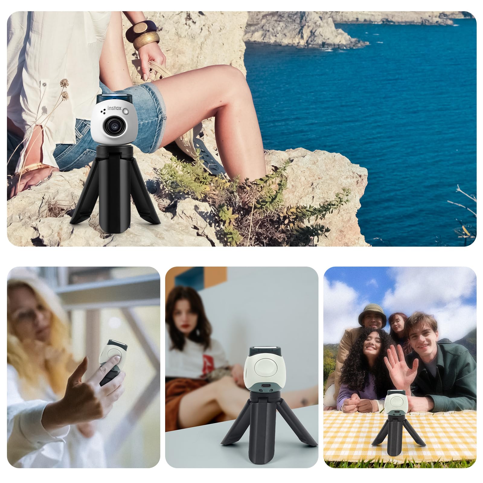 Rieibi Tripod For Fuji Instax Pal/Instax Mini Evo/70/Lomo Instant Camera, Mini Tripod With 1/4 Inch Screw, Slip Resistant Rubber Feet, Compact And Portable