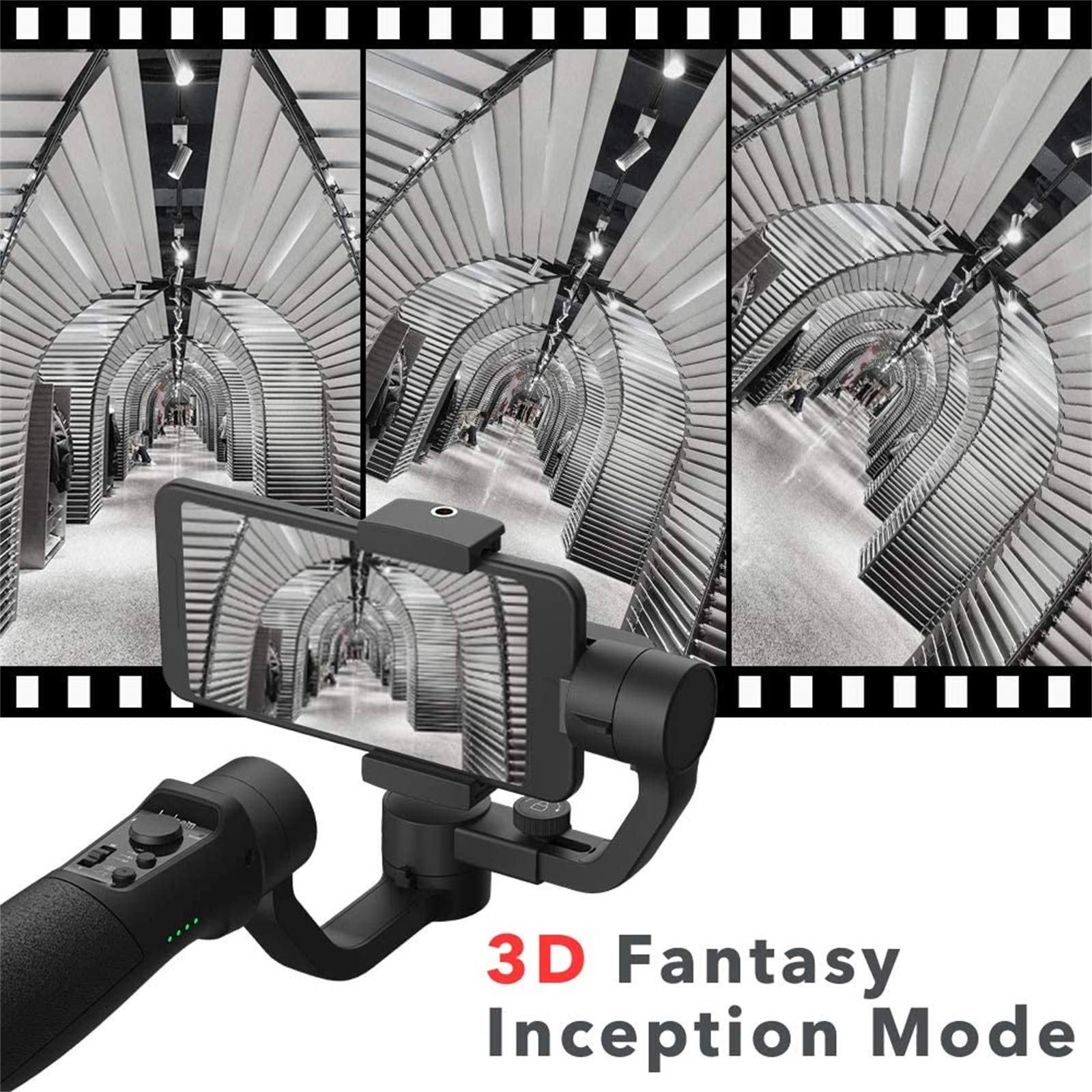 Hohem 3-Axis Gimbal Stabilizer For Iphone 13 12 11 Pro X Xr Xs Smartphone With 3D Inception Sport Mode Object Face Tracking Motion Time-Lapse Quick Balance Handheld Gimbal For Vlog Youtuber Live Video