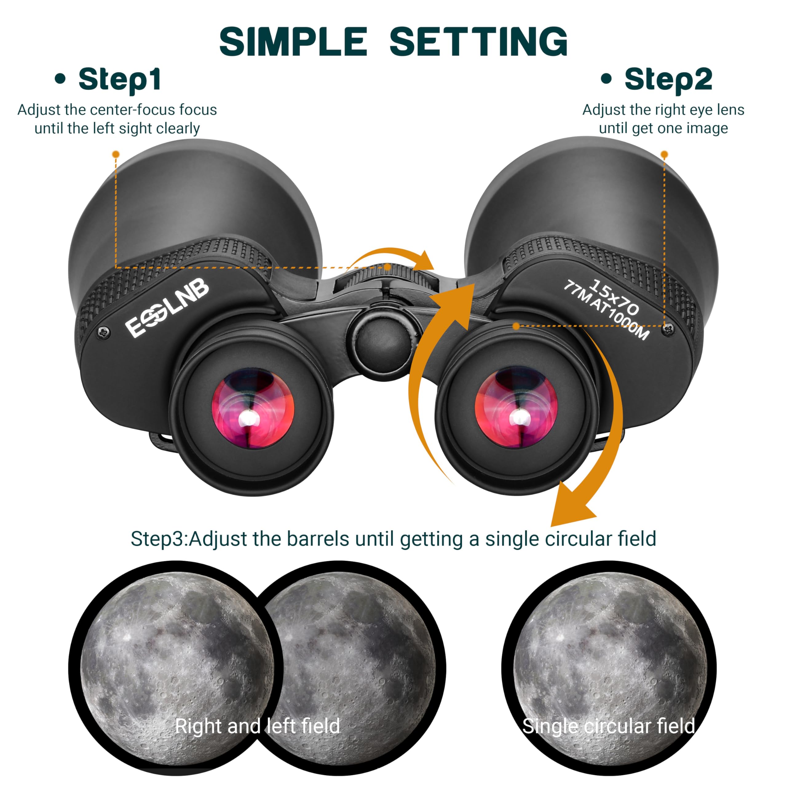 Esslnb Giant Binoculars Astronomy 15X70 With Phone Adapter Tripod Adapter And Carrying Bag Fmc Waterproof Binoculars For Adults Kids