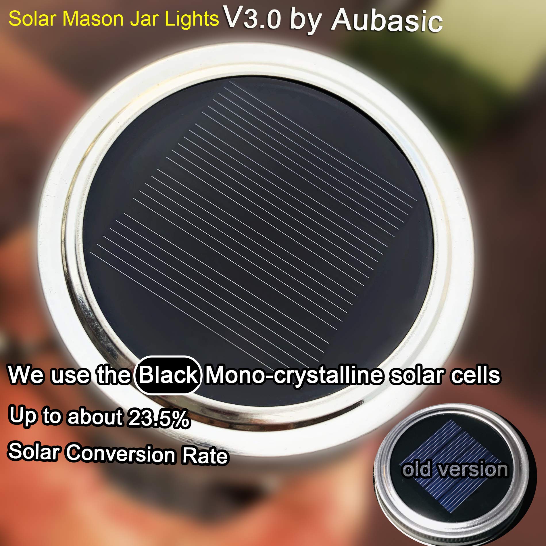Aubasic Solar Mason Jar Lights, Large Size Bigger Glass Mason Jar With 30 Leds Fairy Firefly String Lights, Patio Yard Desktop Party Decor Outdoor Solar Hanging Lanterns (2-Pack)