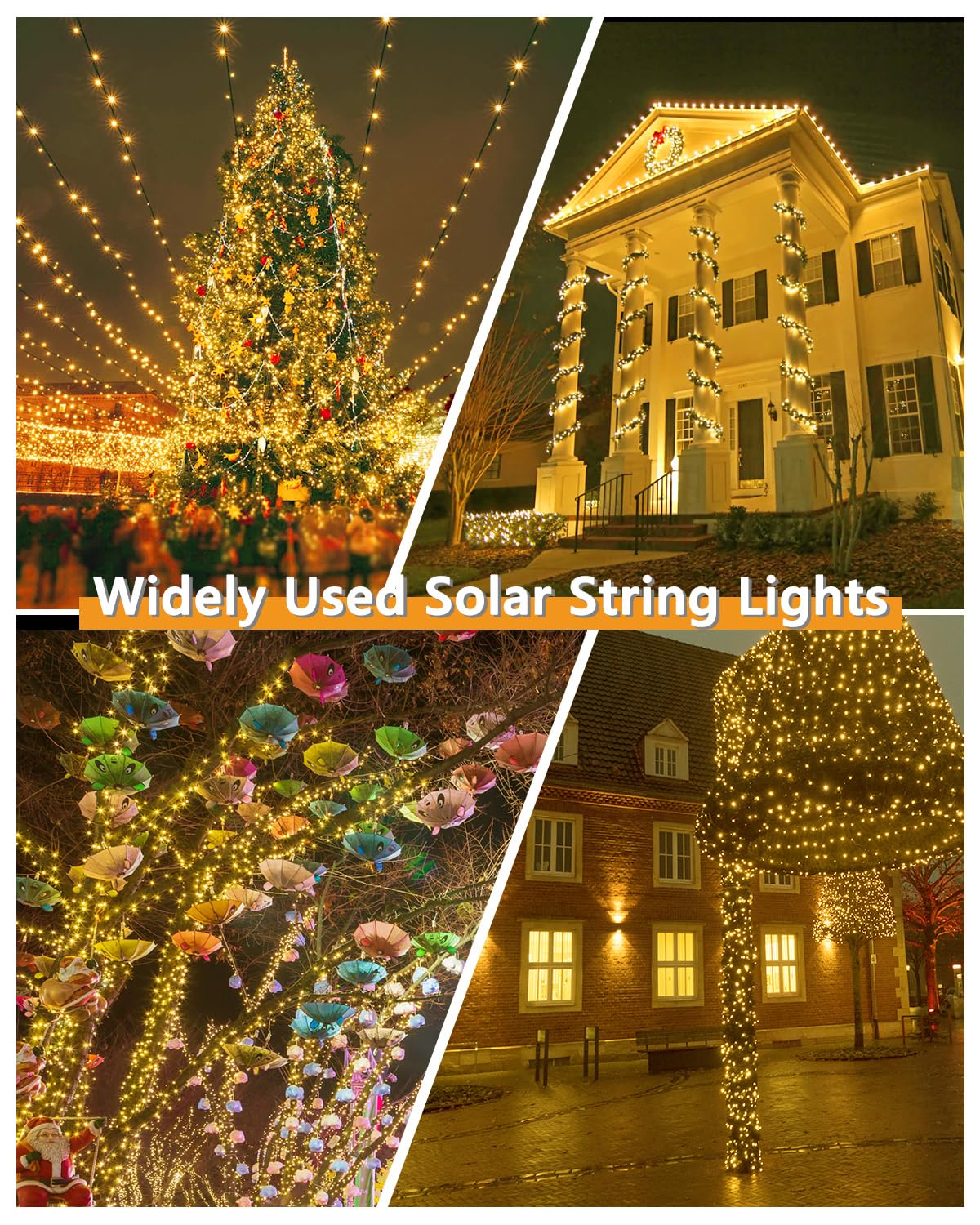 Kaq  Solar String Lights For Outside 2 Pack Total 180Ft 500Led String Lights Outdoor With 8 Modes, Ip65 Waterproof Outdoor Solar Twinkle Lights, Garden Tree Party Christmas Decorations, Warm White