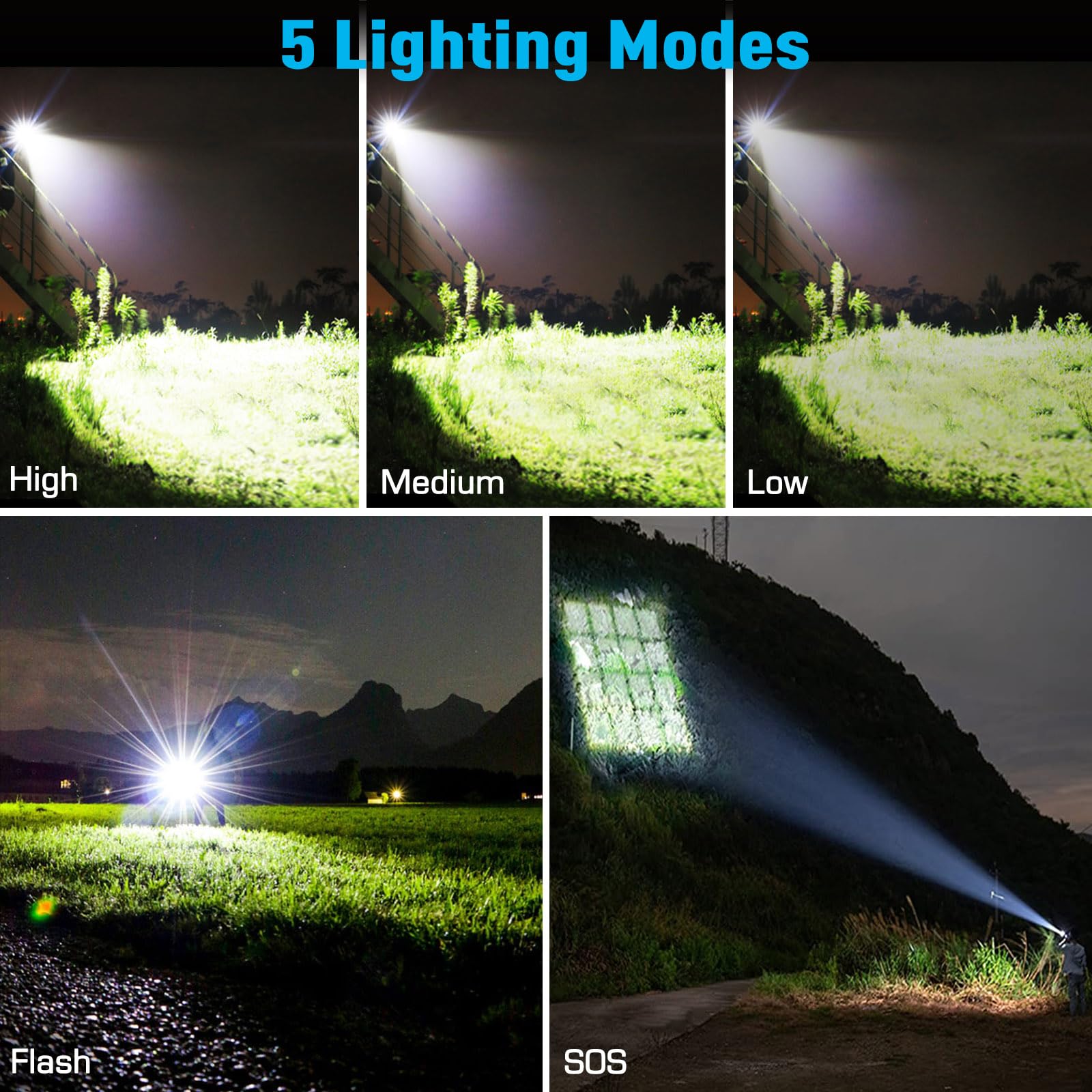 Ankra 990000 Lm Rechargeable Led Flashlight, High Lumens Xhp70.2, 5 Modes Zoomable,Waterproof,Usb Output Power Bank,Tactical Flashlight For Camping,Hiking,Emergencies (2-Pack)